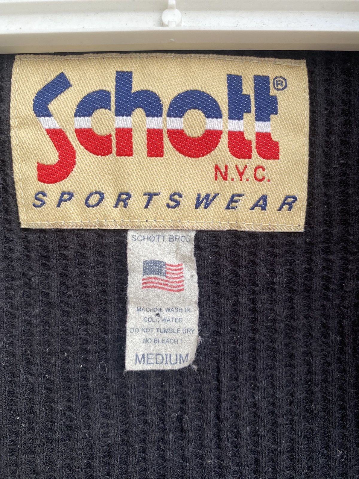 Schott × Vintage Vtg 90s Schott bros patch logo thermal cotton lined jacket Size US M / EU 48-50 / 2 - 8 Thumbnail