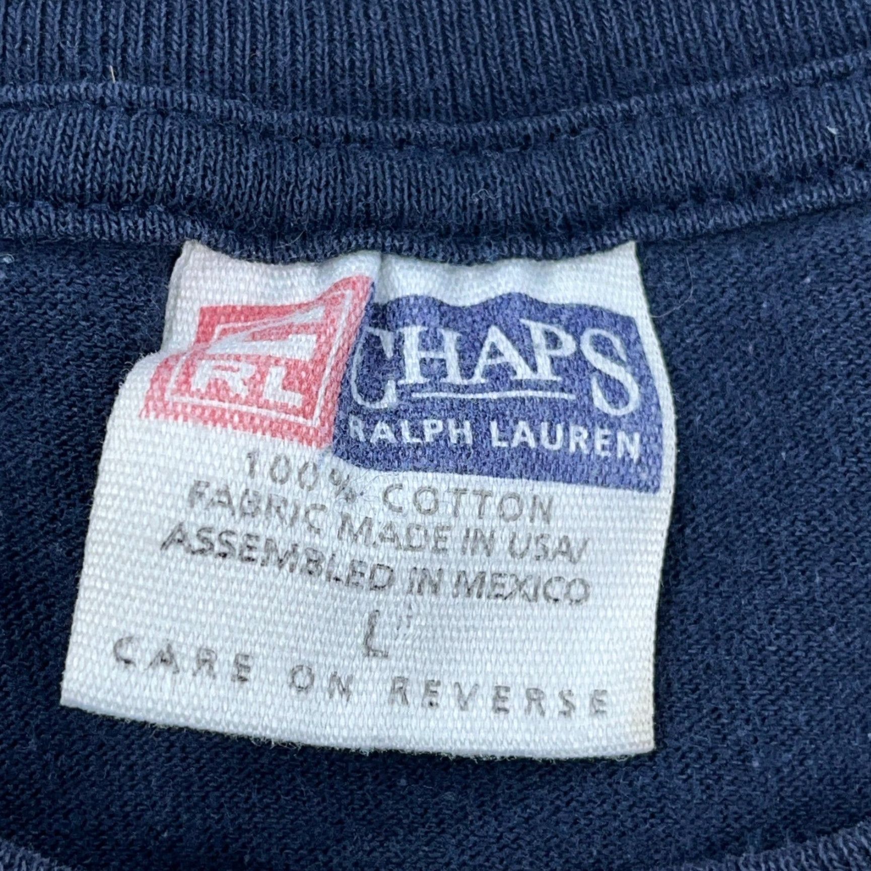 Chaps VINTAGE Chaps Shirt Men L Blue Tee Spell Out Sports Navy Y2K 90s Retro Hipster Logo Short Sleeve Cotton Knit Machine Washable Regular Size US L / EU 52-54 / 3 - 3 Thumbnail