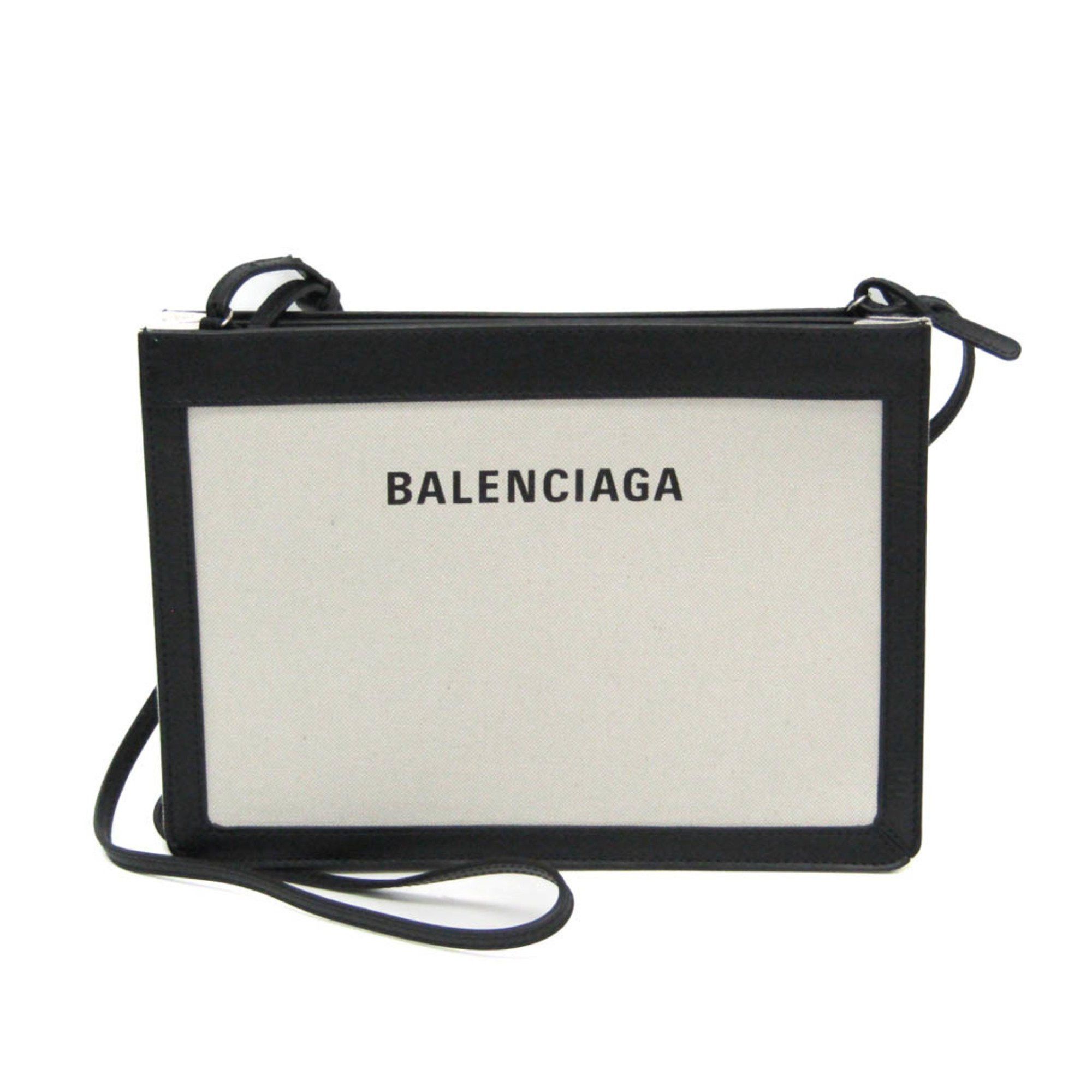 Balenciaga Balenciaga Navy Pochette 339937 Men,Women Canvas,Leather Shoulder Bag Black,Off-white Size ONE SIZE - 1 Thumbnail