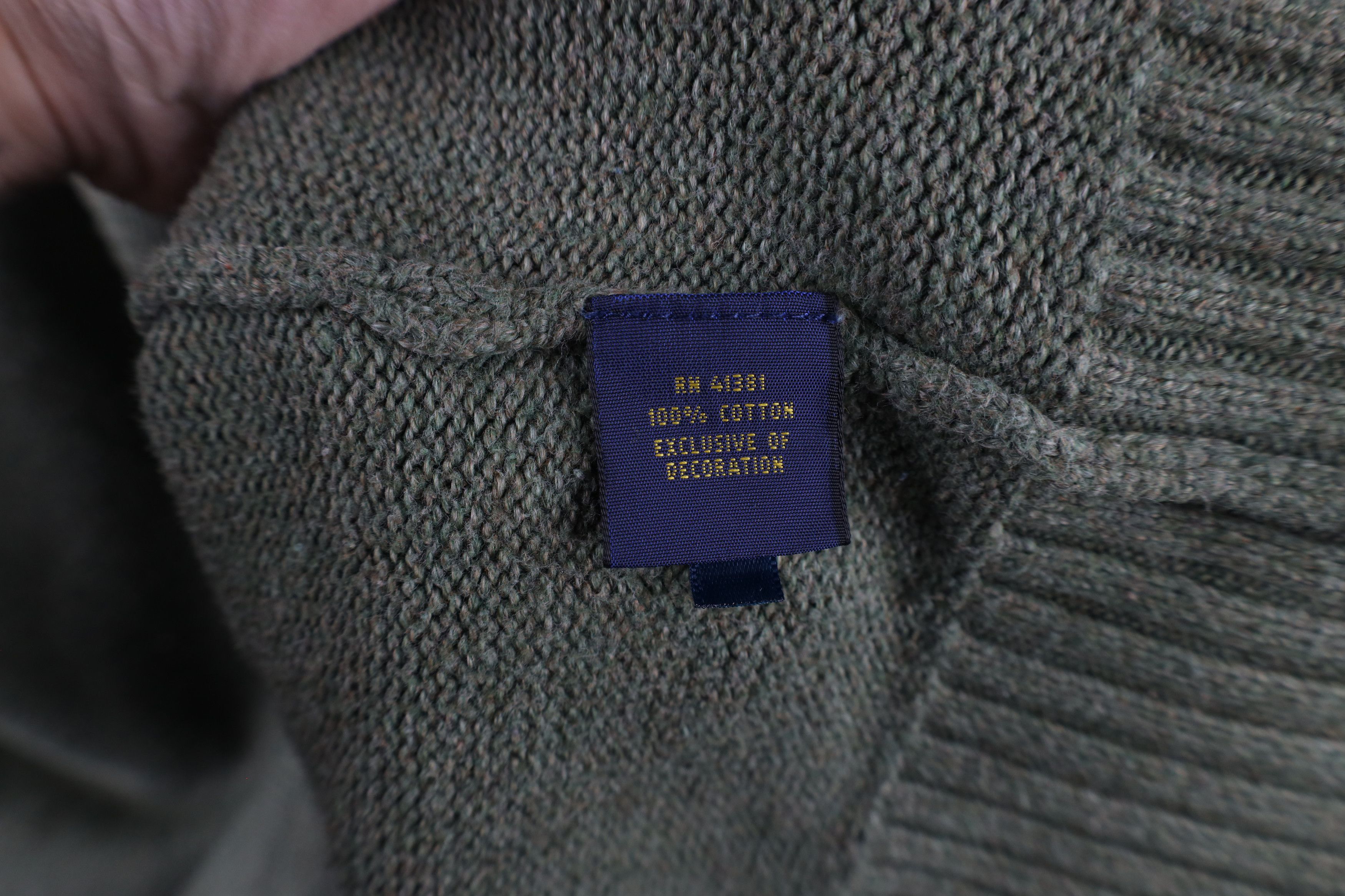 Ralph Lauren × Vintage Vintage Ralph Lauren Knit Half Zip Pullover Sweater Green Size US L / EU 52-54 / 3 - 7 Thumbnail
