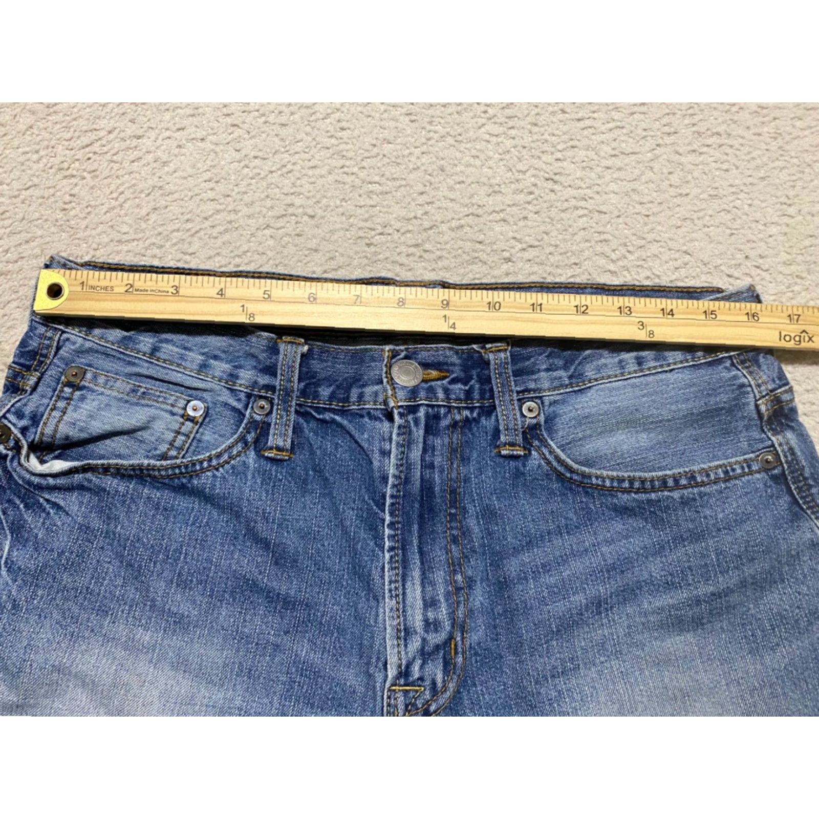 American Eagle Outfitters American Eagle Womens 33 Jean Shorts Blue Denim High Rise Cut-Off Medium Wash Size 24" / US 00 / IT 34 - 5 Thumbnail