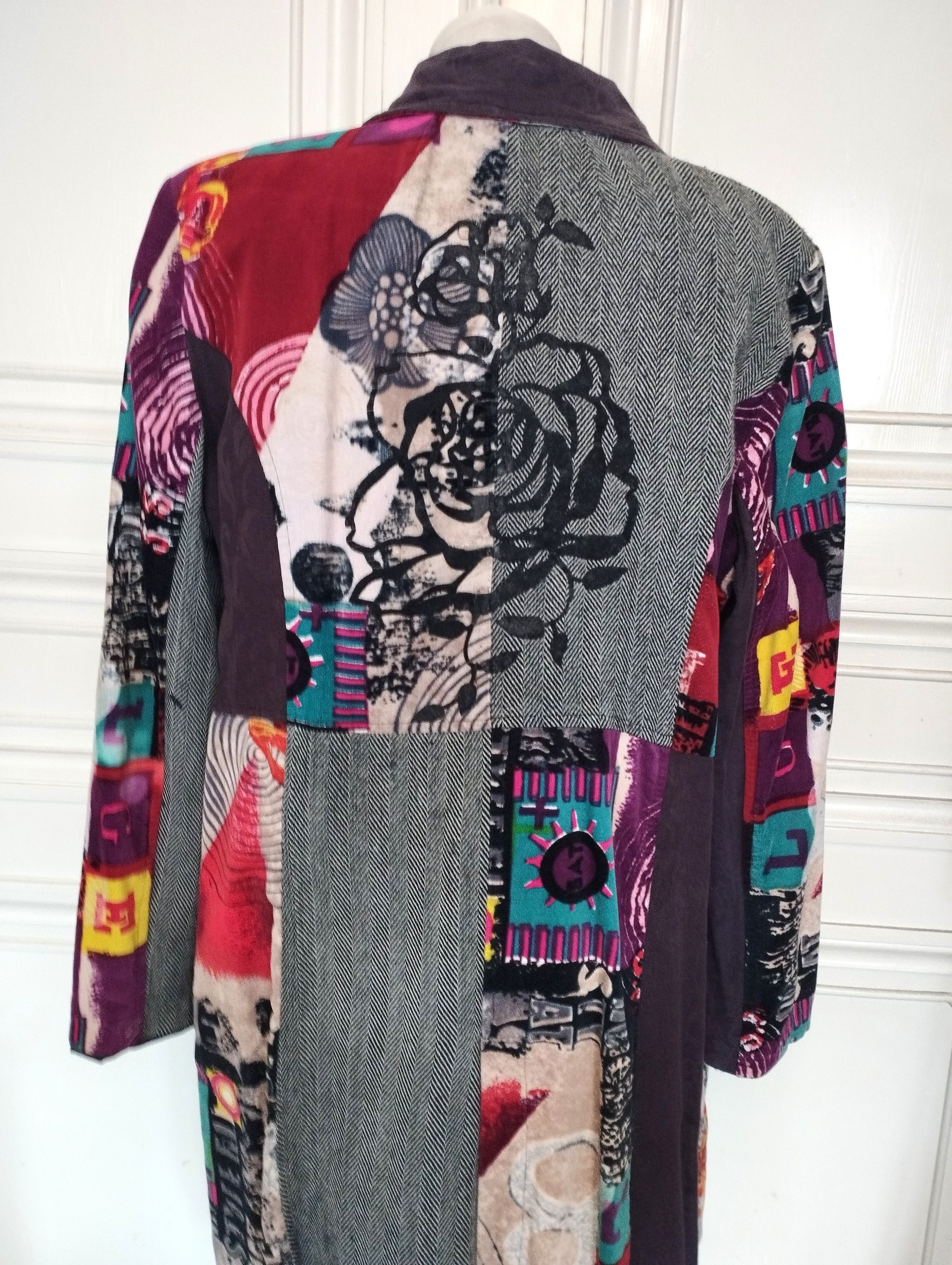 Designer Rene Derhy Manteau Mi Saison Souple Tweed et Velours T 4 XL Size 4XL / US 24-26 - 6 Thumbnail