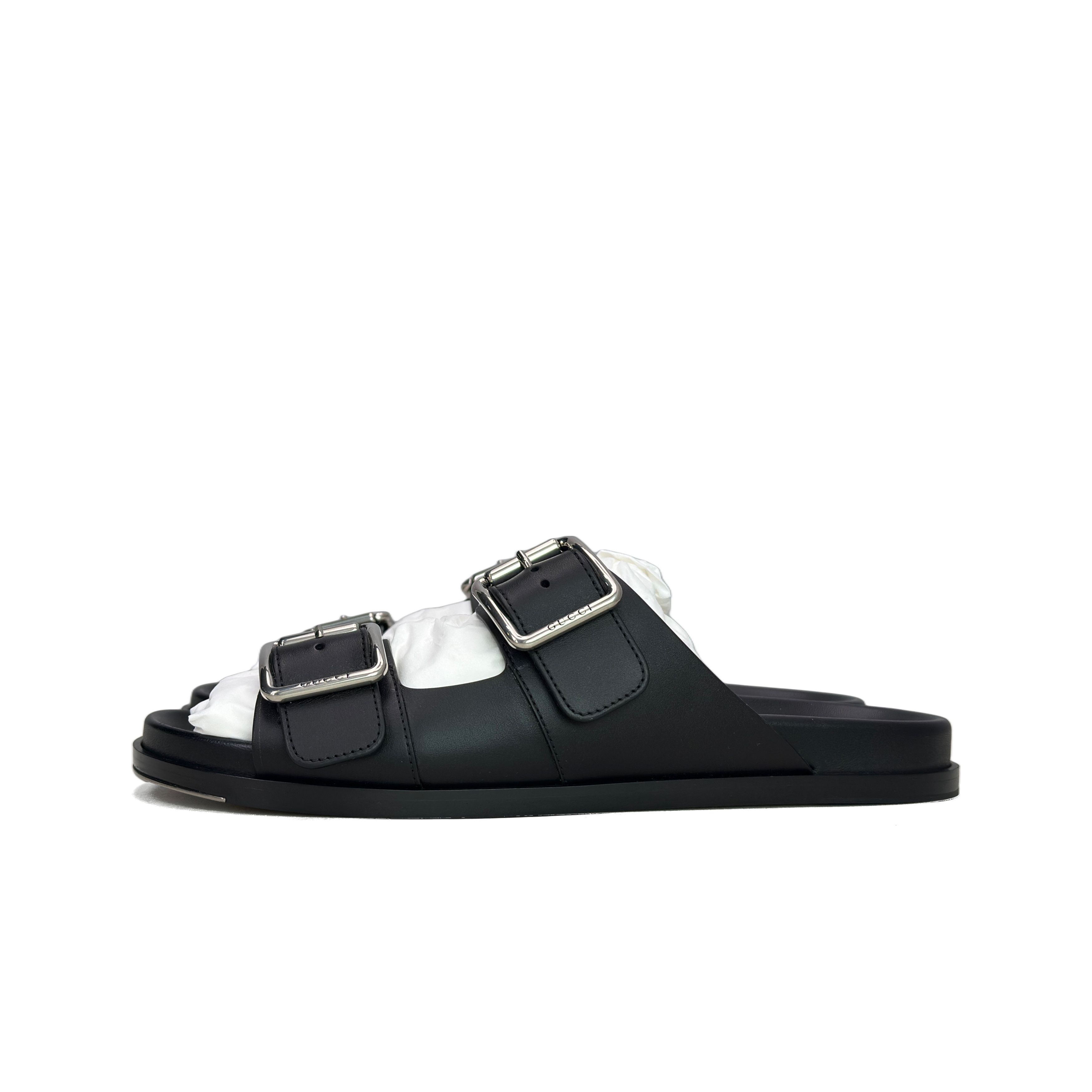 Gucci Gucci Black Leather Buckle Sandals Size 9 Size US 9 / EU 42 - 1 Thumbnail