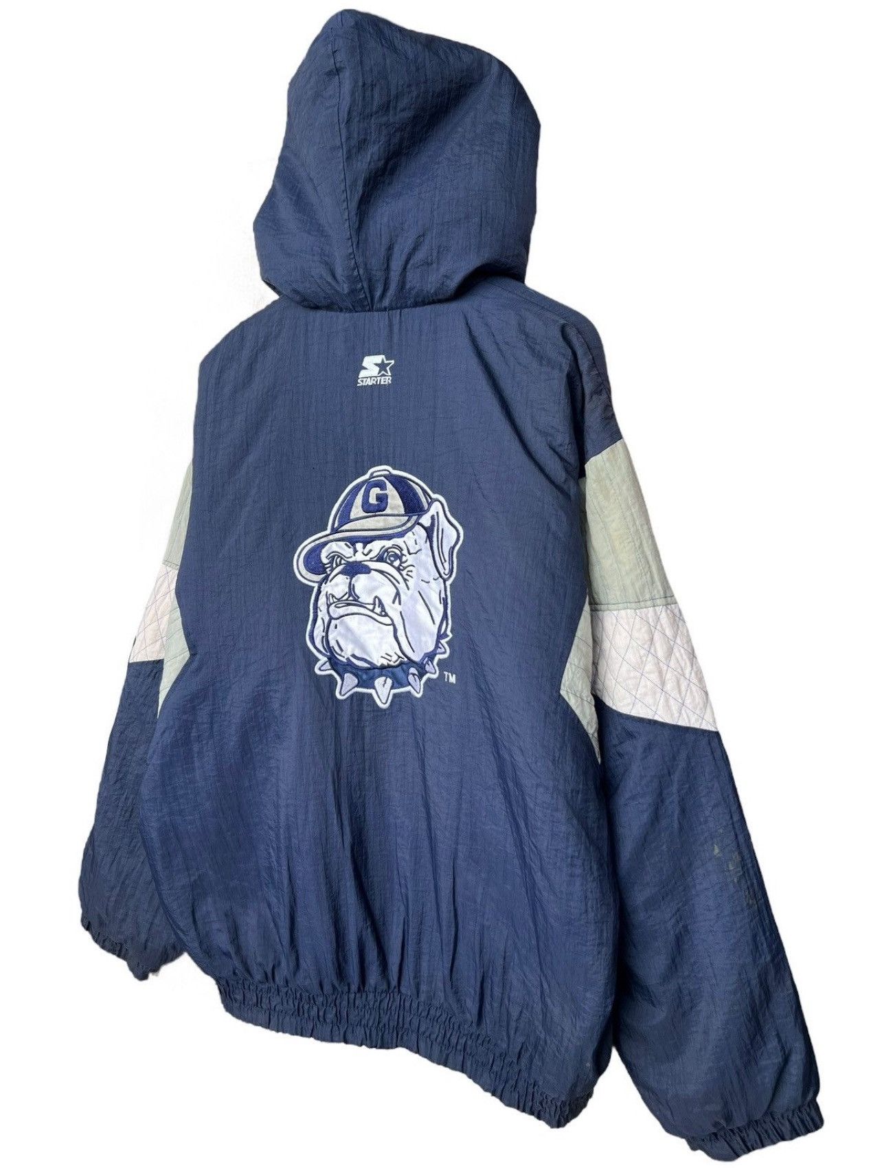 NCAA Rare🔥Vintage 90s Georgetown Hoyas Chalkline Starter Jacket Size US XL / EU 56 / 4 - 5 Thumbnail
