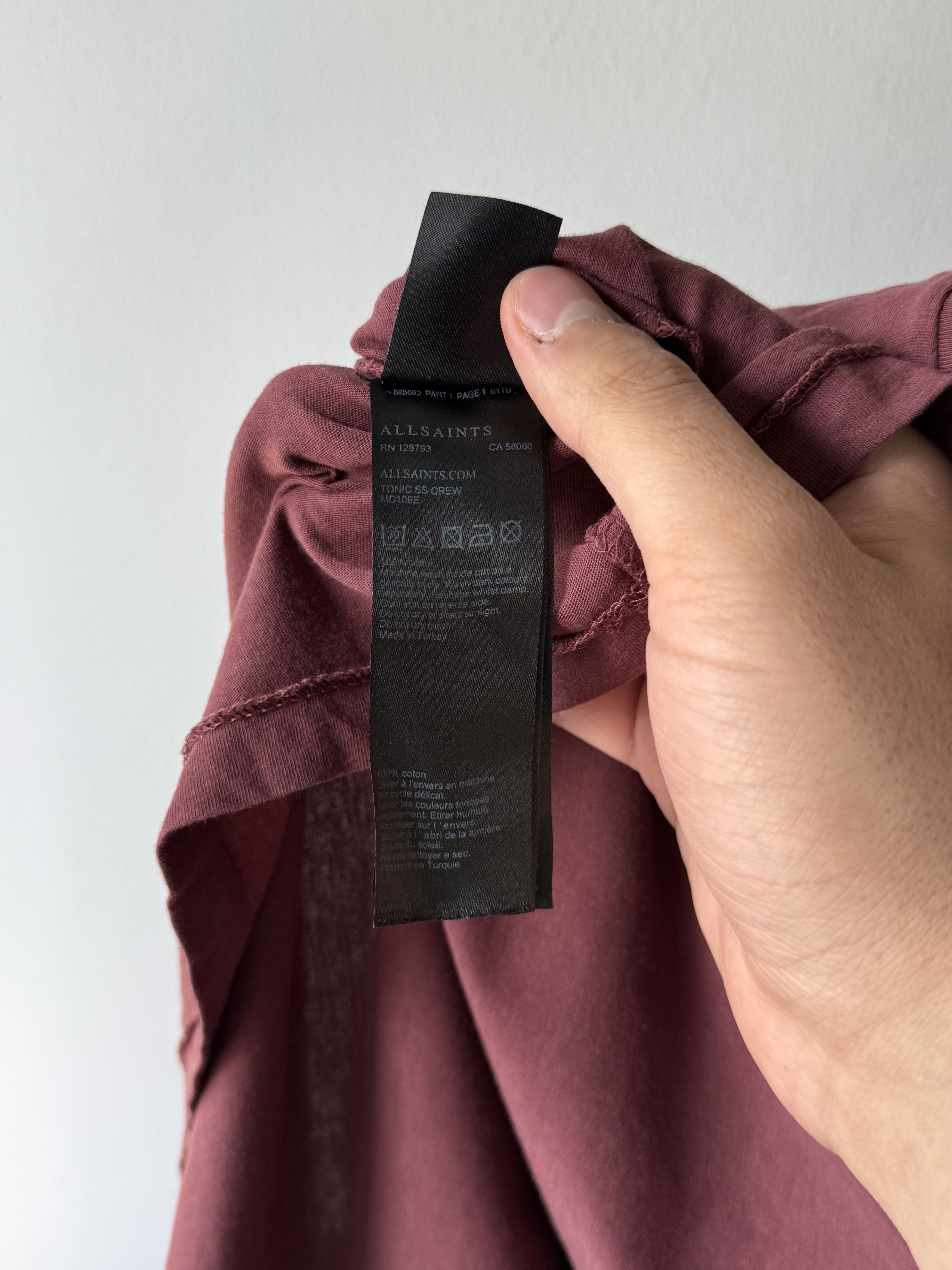 Allsaints Allsaints Tonic SS Crew Neck Burgundy Cotton Logo T-Shirt Size US XS / EU 42 / 0 - 14 Thumbnail