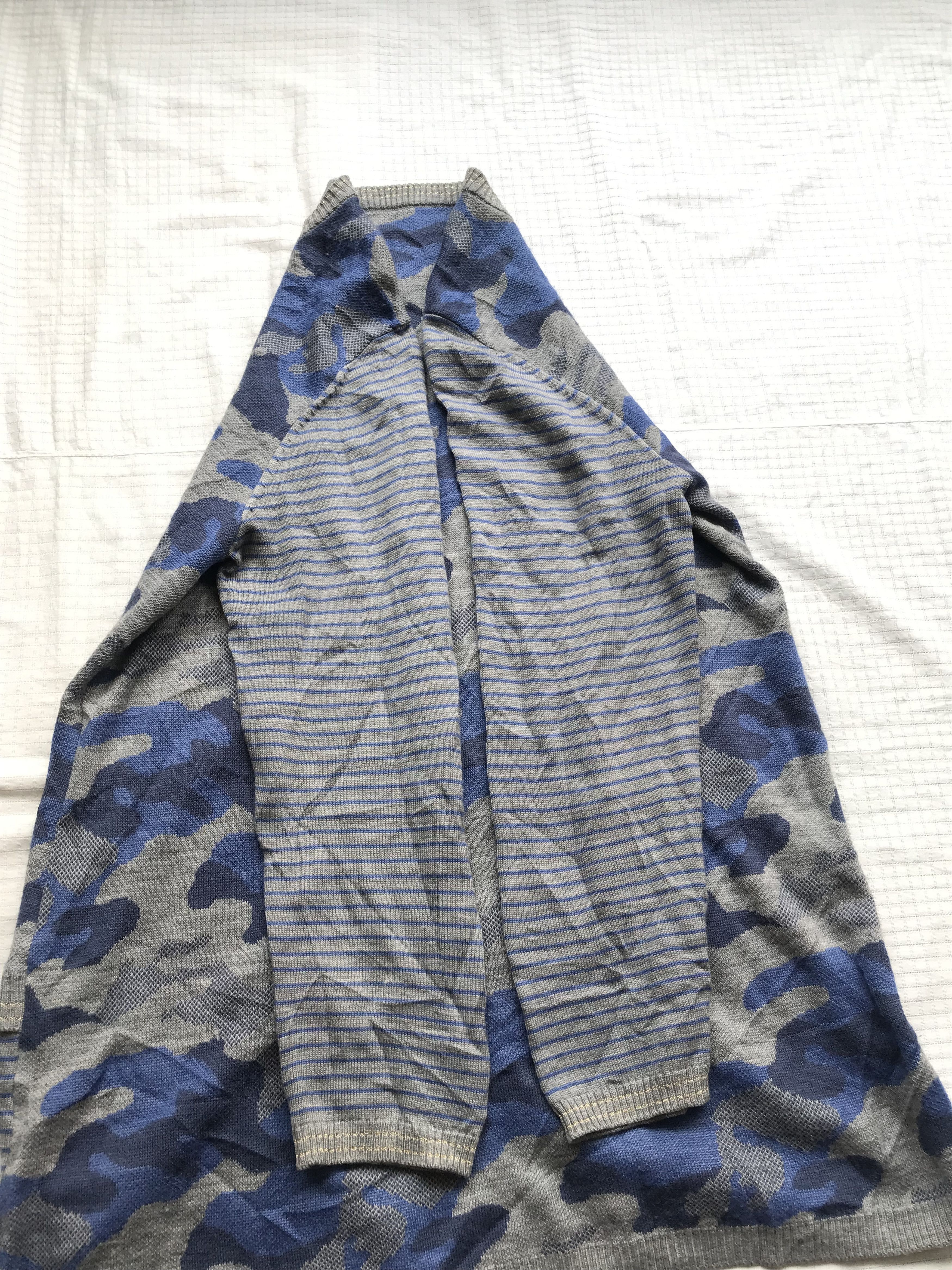 Kansai Yamamoto (J176) Kansai Bis Blue Gray Camouflage Sweater Blouse 11 Size S / US 4 / IT 40 - 7 Thumbnail