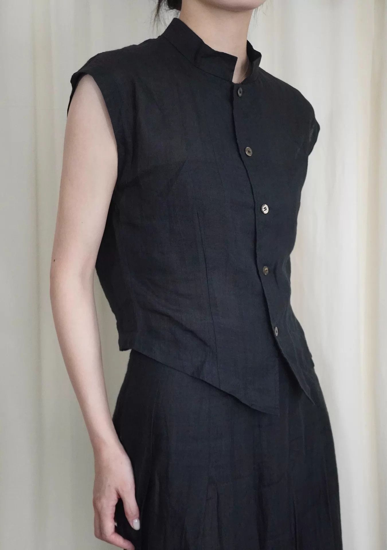 Comme des Garcons COMME des GARCONS 1980s Mandarin Collar Linen Suit Size M / US 6-8 / IT 42-44 - 6 Thumbnail