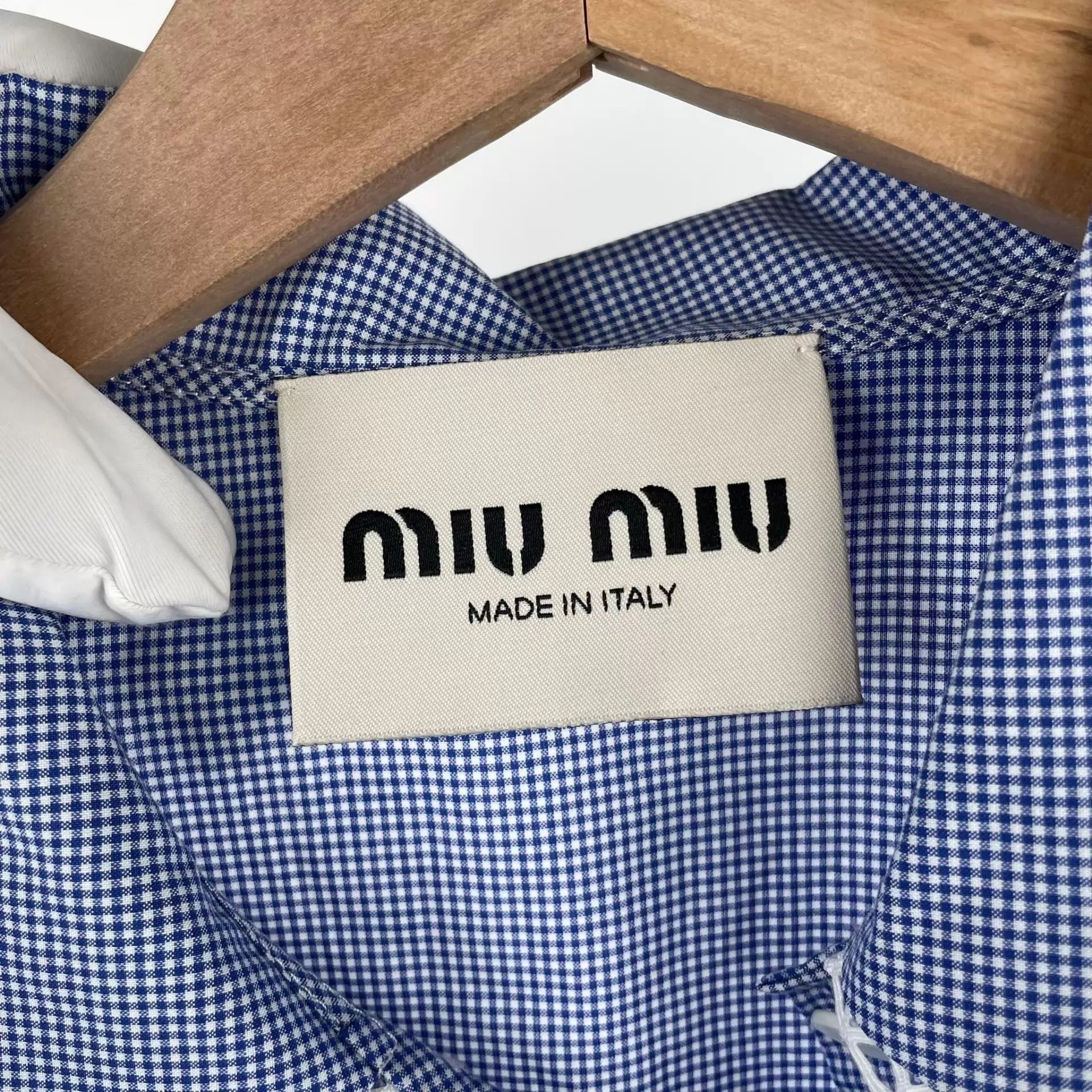 Miu Miu SS26 women's Blue Plaid Doll Collar Side-Tie Dress EU36 Size XS / US 0-2 / IT 36-38 - 7 Thumbnail