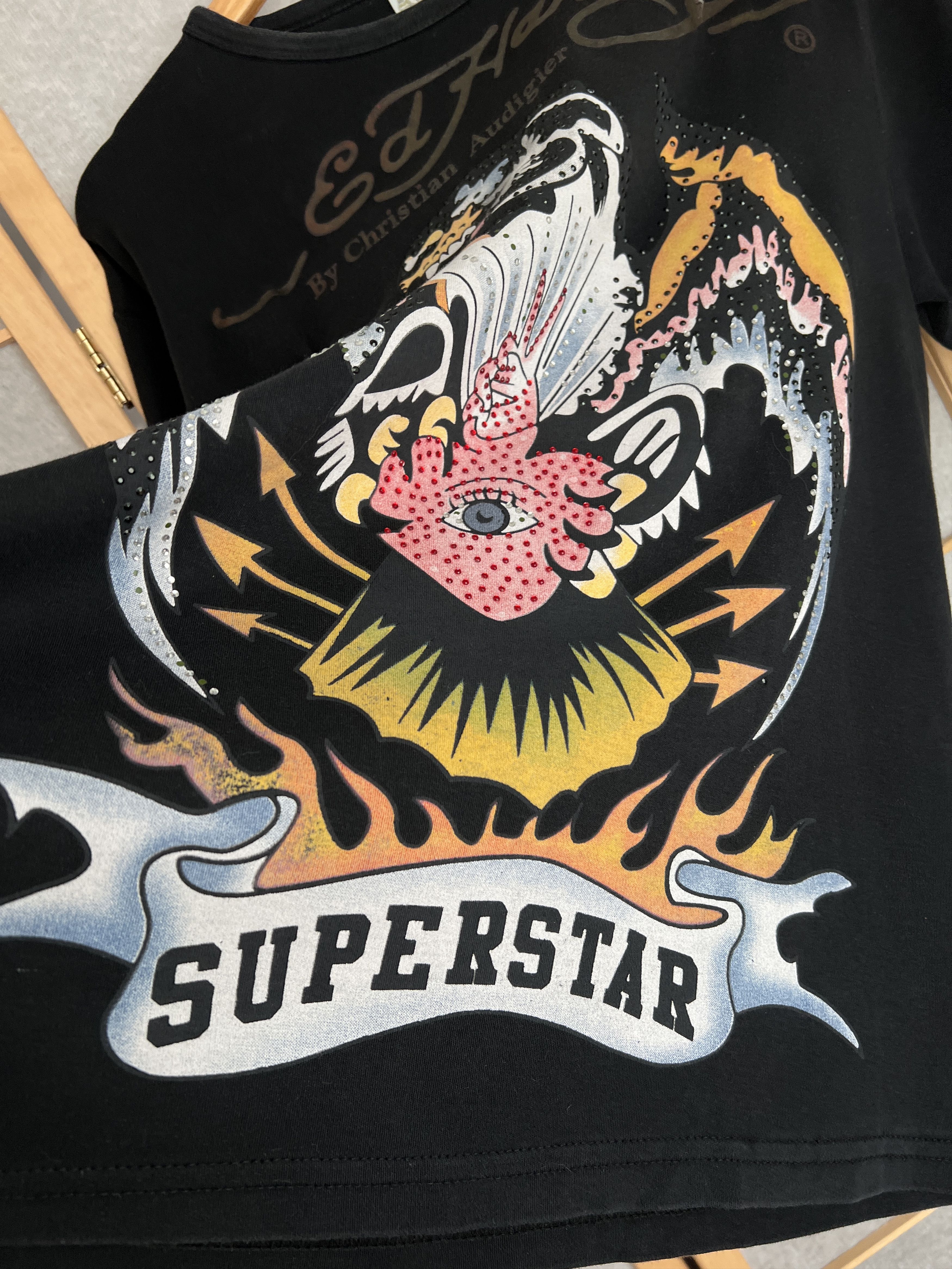 Ed Hardy Ed Hardy Superstar Rhinestones vintage printed t shirt tee Size US XL / EU 56 / 4 - 13 Thumbnail