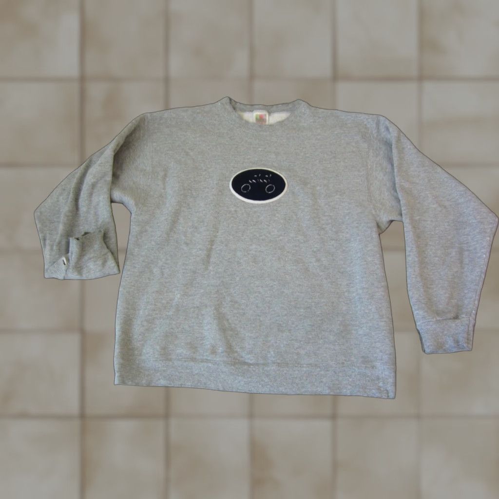 Fruit Of The Loom VINTAGE Fruit of the Loom Sweatshirt Mens L Gray 90s Distress Cycling Patch Crew Neck Pullover Cotton Polyester Fleece Size US L / EU 52-54 / 3 - 1 Thumbnail