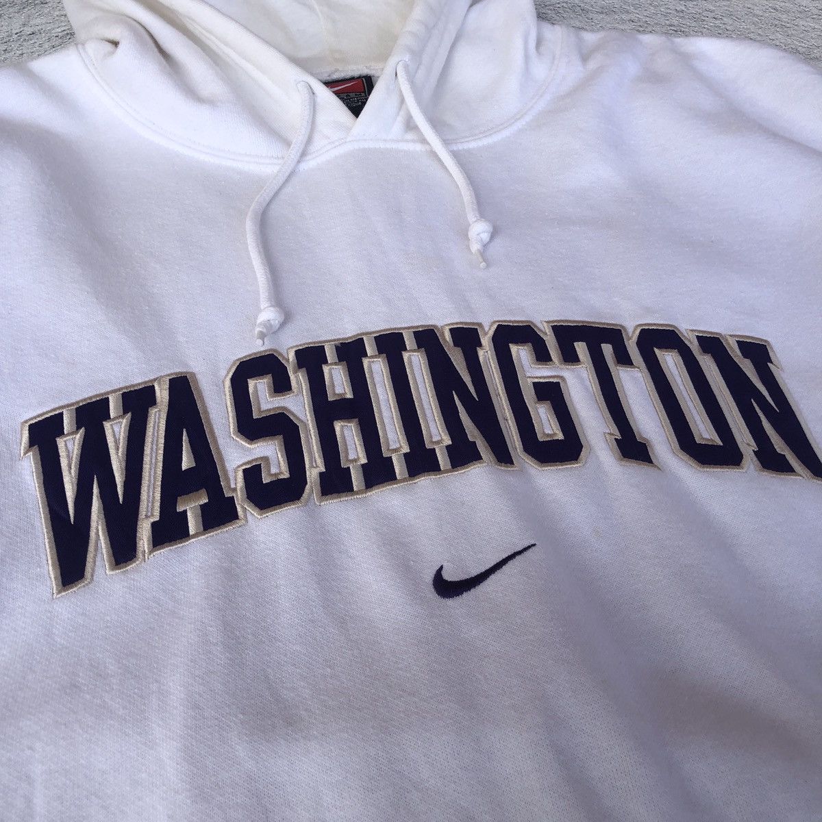 Nike × Vintage 90's Nike Washington Hoodie White Large Size US XL / EU 56 / 4 - 5 Thumbnail