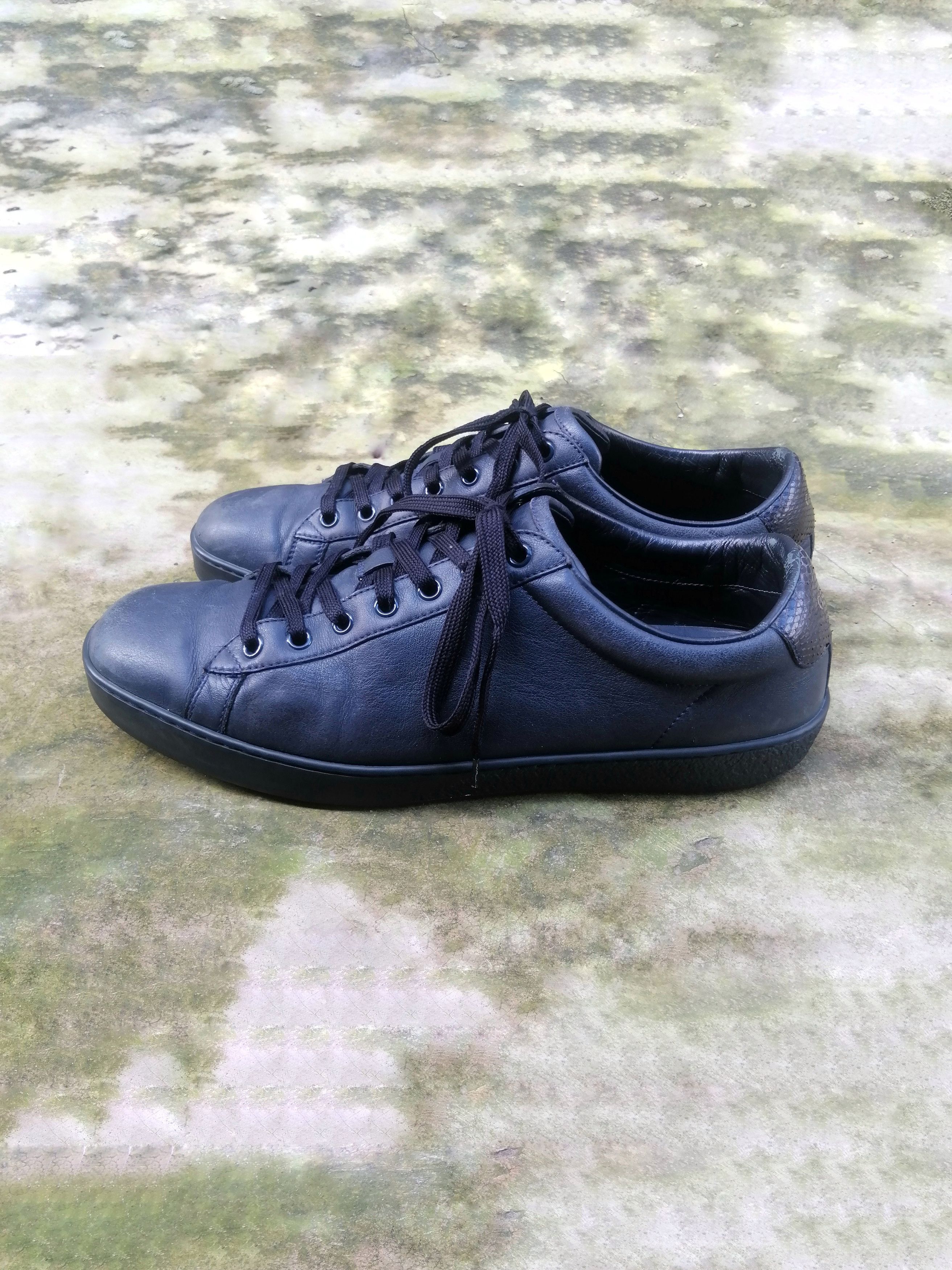Gucci Gucci Ace Dark Blue Leather Low Sneakers Size 9.5 Size US 9.5 / EU 42-43 - 5 Thumbnail
