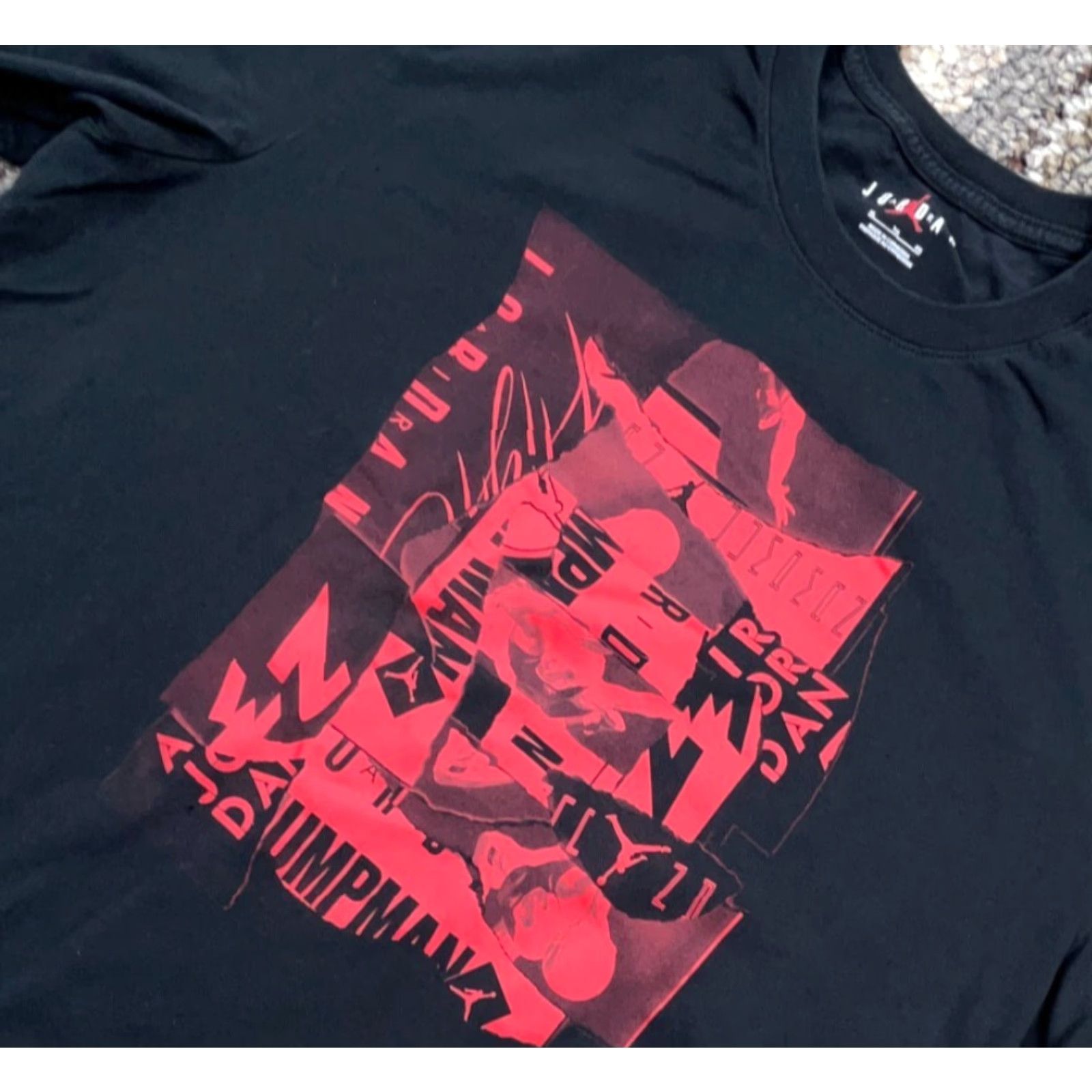Jordan Brand VINTAGE Jordan Shirt Men XL Black Red Tee Air Jump Man Spell Out Street Wear Adult Size US XL / EU 56 / 4 - 2 Thumbnail