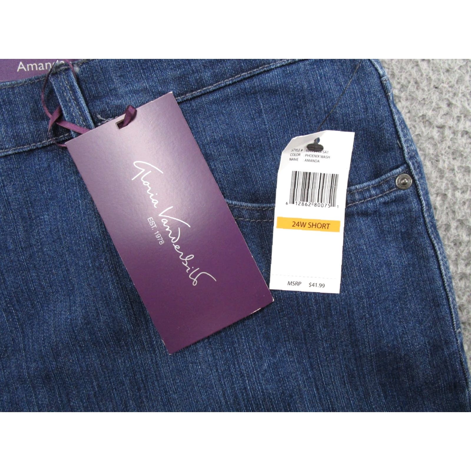 Gloria Vanderbilt Gloria Vanderbilt Amanda Classic Fit Tapered Leg Blue Jeans 24W Short NEW Size 42" / US 20 - 2 Thumbnail