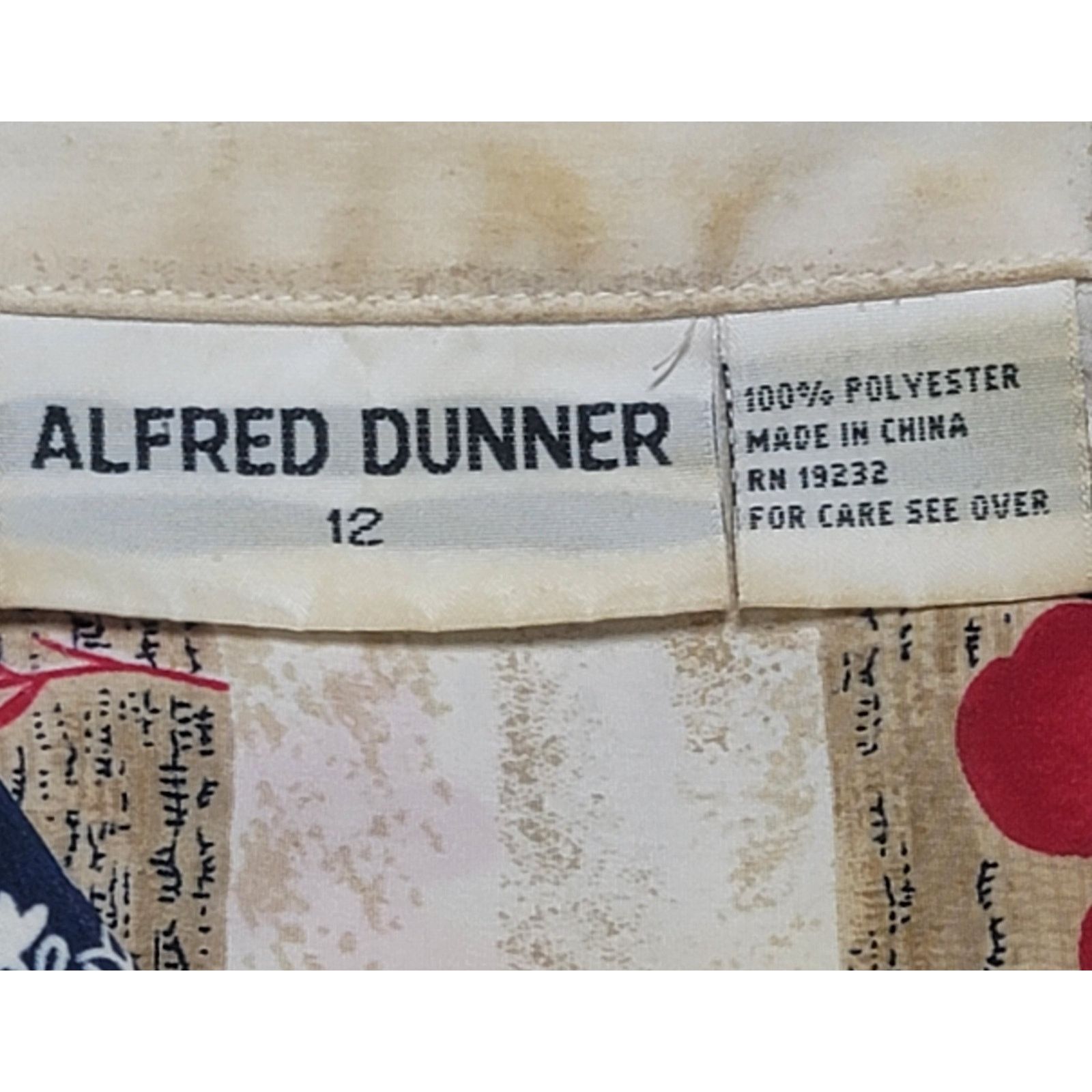 Other VTG Alfred Dunner Beige Blue Red White Floral Button Top 12 Size XL / US 12-14 / IT 48-50 - 4 Thumbnail