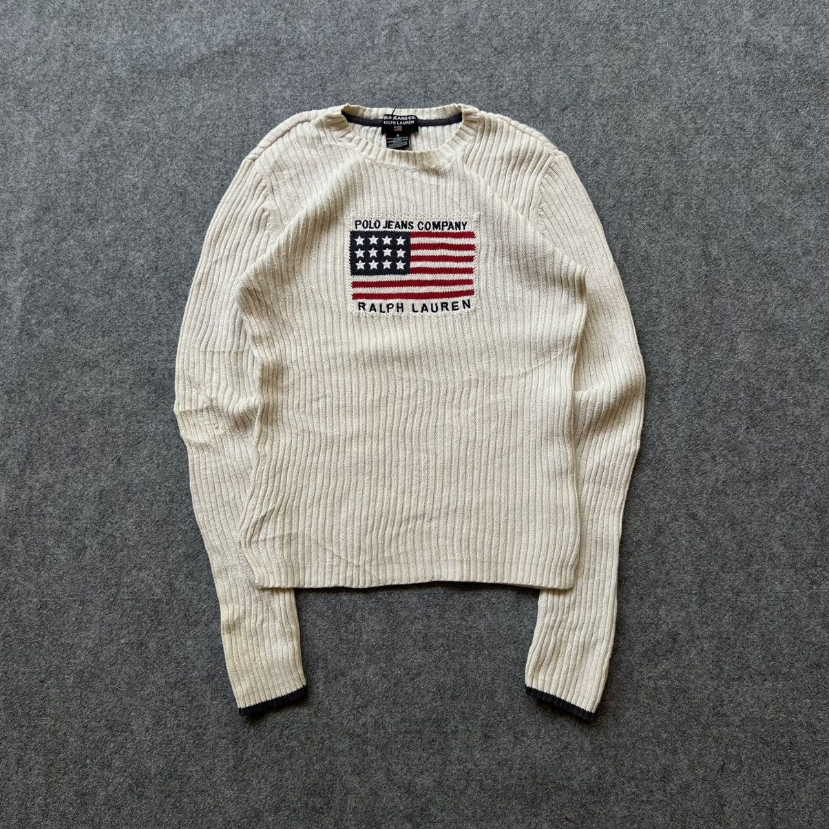 Designer × Polo Ralph Lauren × Vintage Vintage Polo Ralph Lauren American Flag Knit Sweater Size S / US 4 / IT 40 - 1 Thumbnail