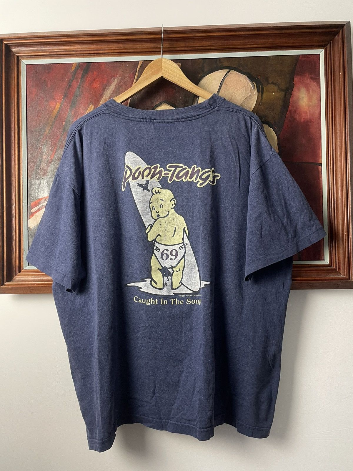 image of Made In USA x Vintage 90's Poon Tang’S Tee Single Stitch 1994 License in Navy, Men's (Size XL)