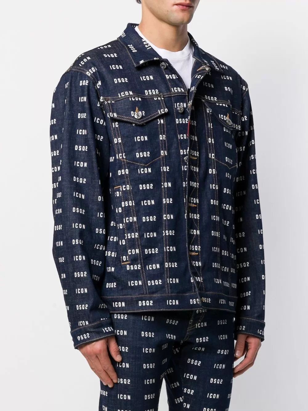 Dsquared2 Blue Logo Print Denim Jacket Size US XXS / EU 40 - 2 Thumbnail