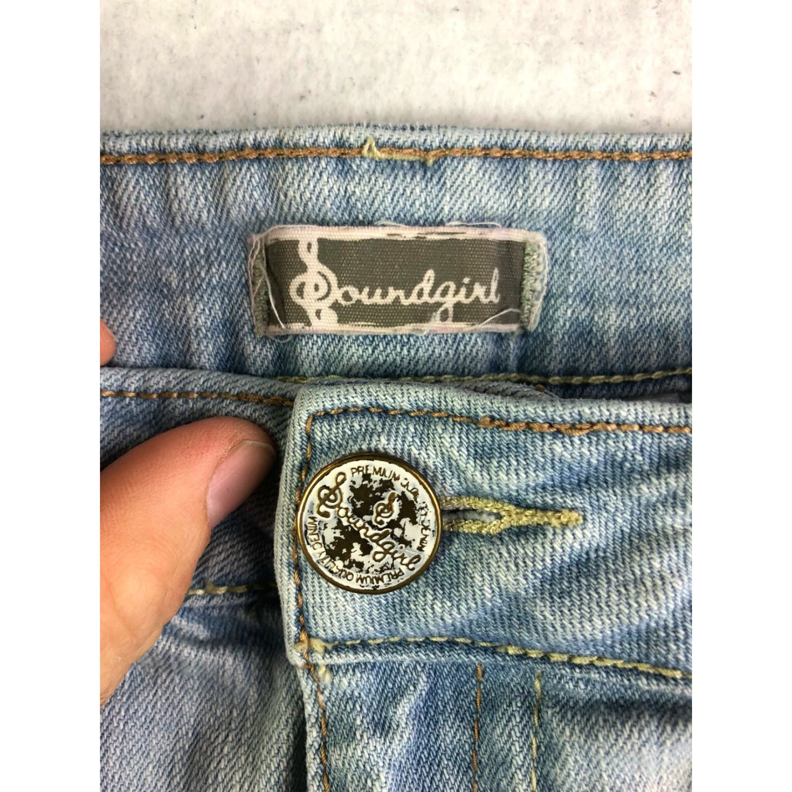 Denime Soundgirl Distressed Mid Rise Cuffed Juniors Size 11 30" Waist Blue Denim Short Size 30" / US 8 / IT 44 - 6 Thumbnail