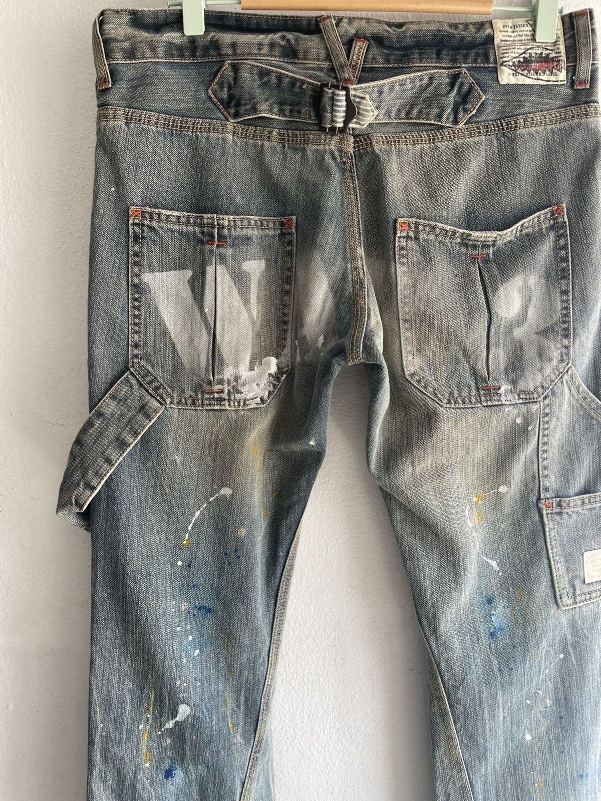 Japanese Brand × PPFM × Seditionaries Offer☄️PPFM carpenters paint splatter buckle back denim jeans Size US 32 / EU 48 - 12 Thumbnail