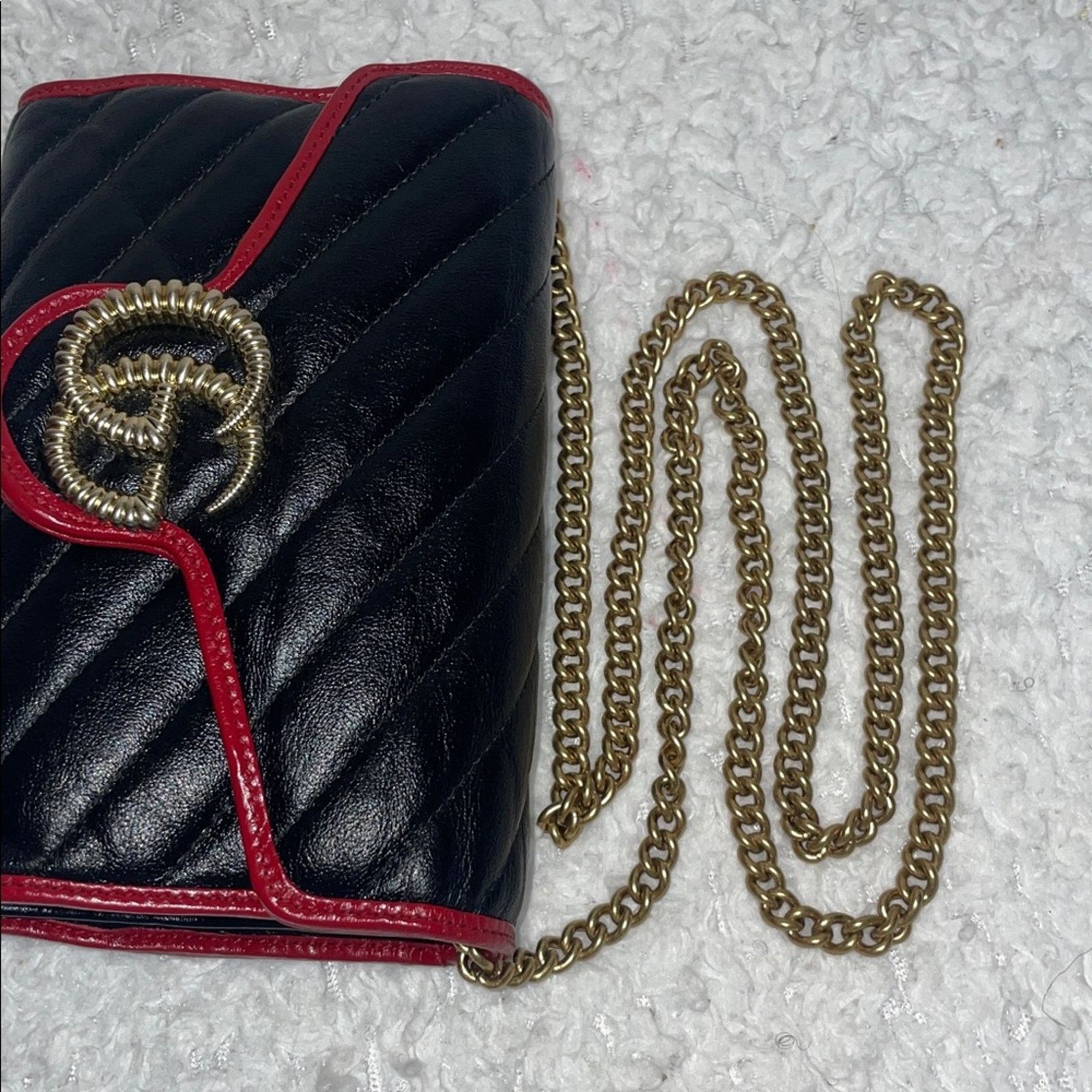 Gucci Gucci Marmont Torchon GG WOC Black/Red 573807 Size ONE SIZE - 10 Thumbnail