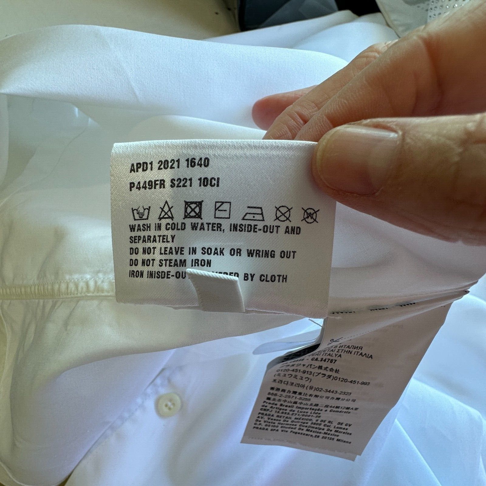 Prada Prada White Button Rhinestone Encrusted Collar & Front Shirt Size L / US 10 / IT 46 - 12 Thumbnail