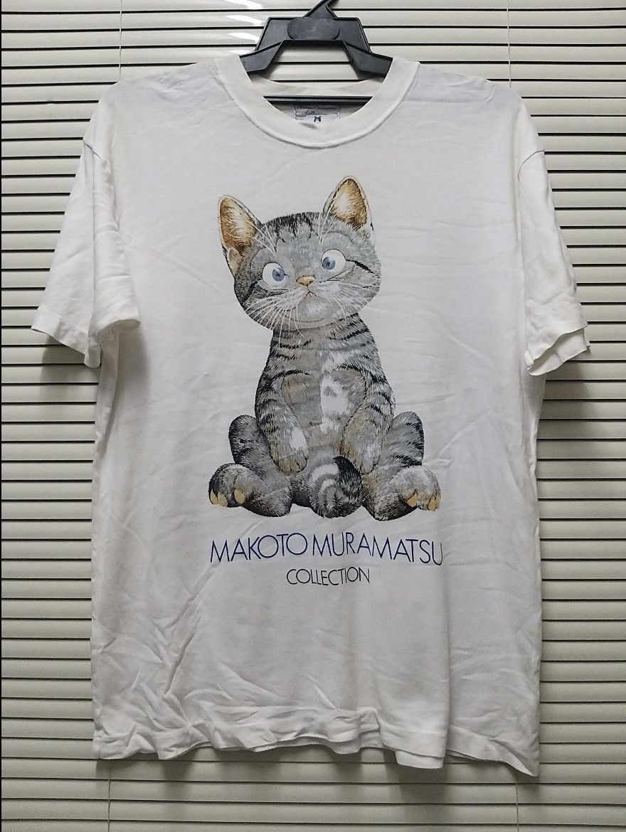 Art Comes First VINTAGE MAKOTO MURAMATSU COLLECTION CAT ART T SHIRT Size US L / EU 52-54 / 3 - 1 Thumbnail