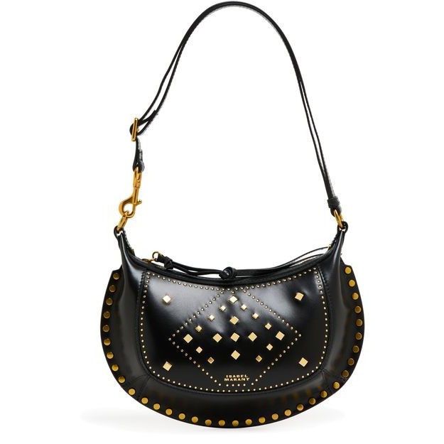 Isabel Marant Oskan Moon Gold Black Leather Shoulder Bag Ne