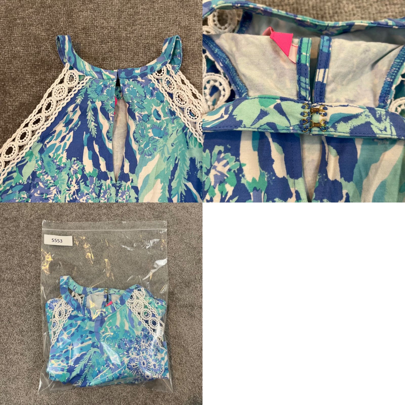 Lilly Pulitzer Lilly Pulitzer Romper Womens XS Crew Neck Multicolor Floral Lace Elastic Waist Beach Tropical Sea To Shining Sea Coral Size 26" / US 2 / IT 38 - 9 Thumbnail