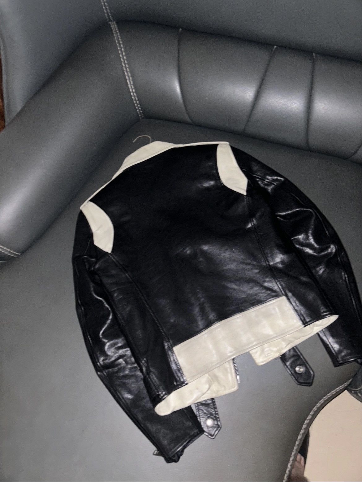 Saint Laurent Paris × Yves Saint Laurent Saint Laurent Paris SLP 14FW Black and White Leather Jacket Size US S / EU 44-46 / 1 - 2 Thumbnail