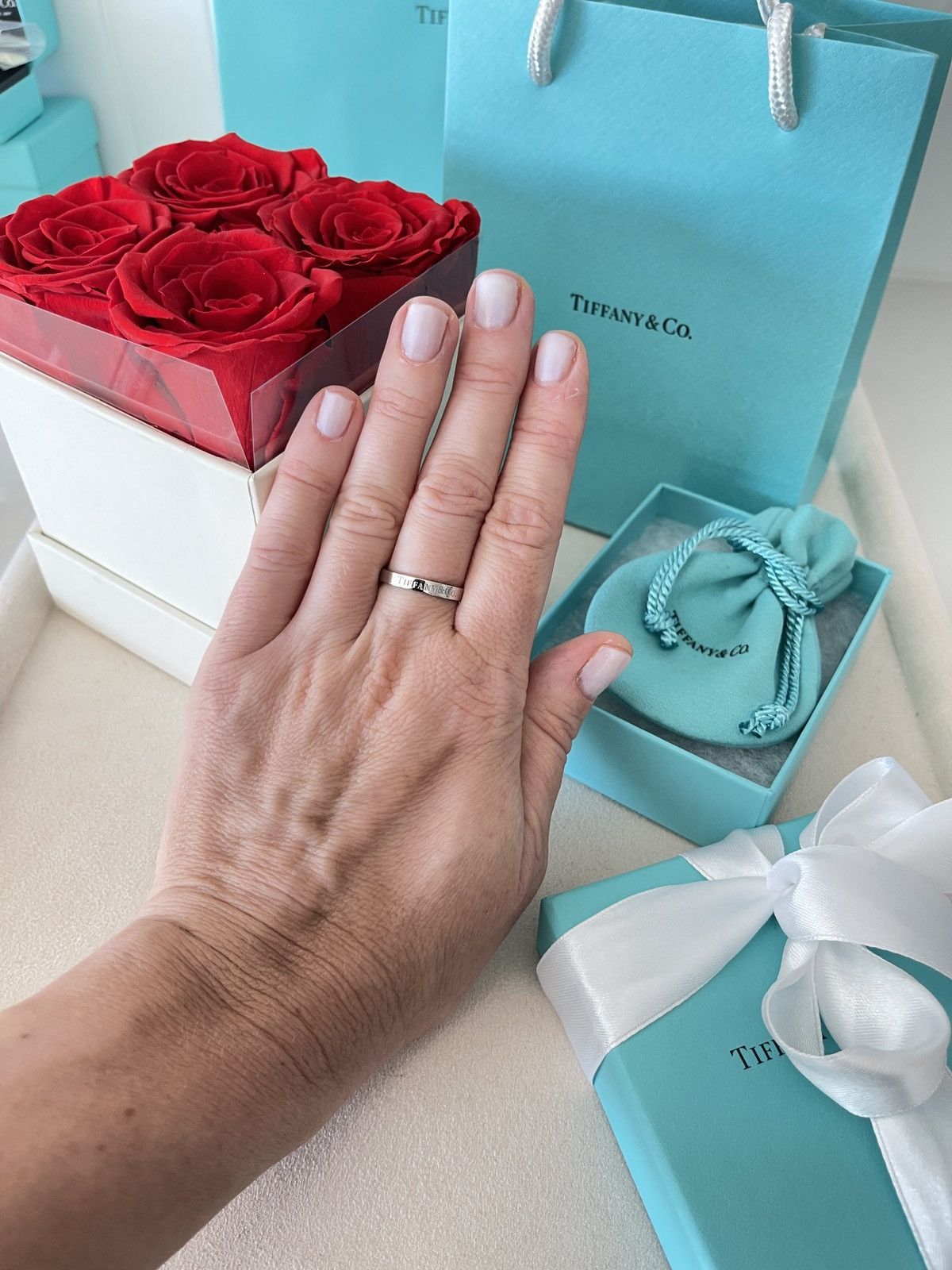 Tiffany & Co. ️ Tiffany & Co. Flat Band Ring in Platinum 6.75 NEW $1500 Size ONE SIZE - 10 Thumbnail