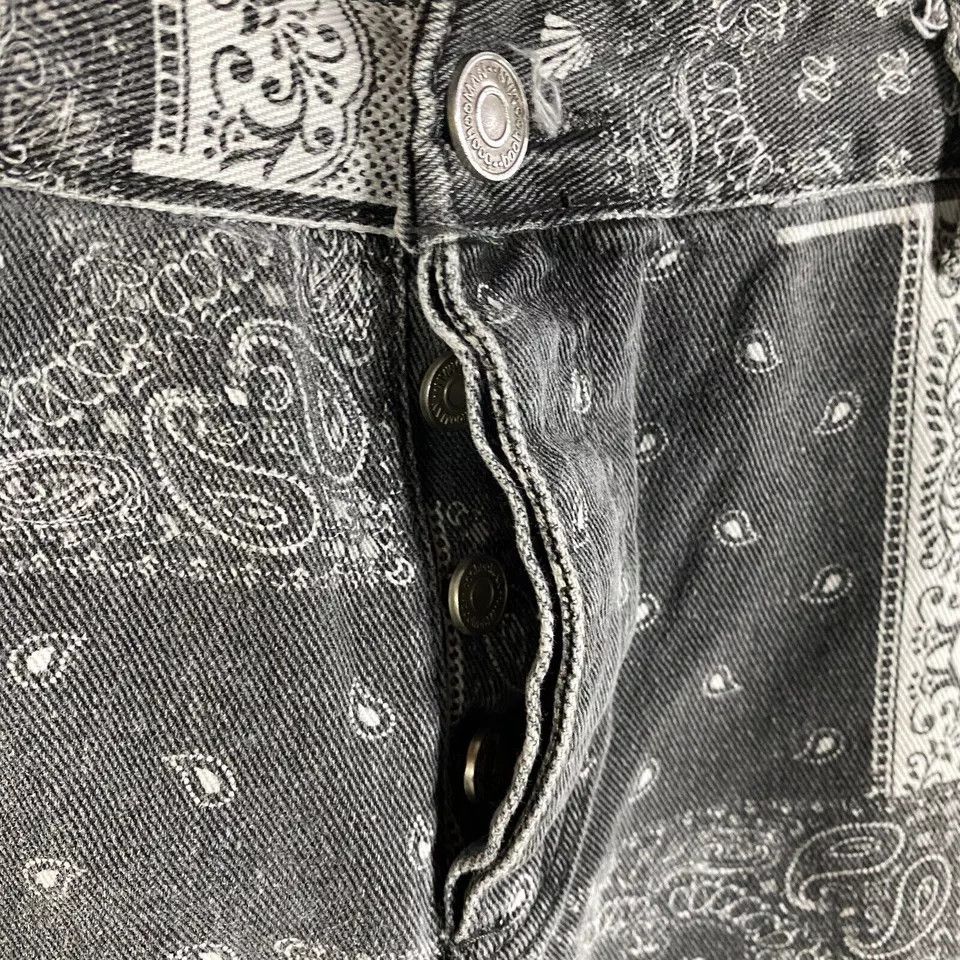 Boohoo Boohoo Man Jeans Men's 30 S Floral Gray Denim Button Fly Size US 30 / EU 46 - 6 Thumbnail