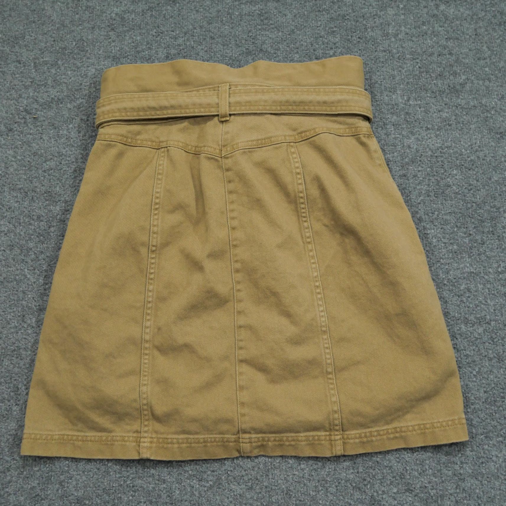 Banana Republic VINTAGE Banana Republic Skirt Womens 6 Brown Canvas Button Fly Tie Belt Short Pencil Skirt Brown Womens Size 28" / US 6 / IT 42 - 7 Thumbnail