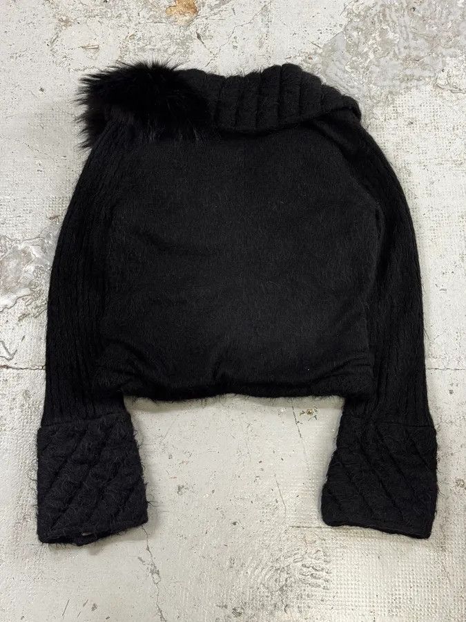 Roberto Cavalli 2000s Roberto Cavalli Black Wool Quilted Fox Fur Collar Cardigan Size L / US 10 / IT 46 - 7 Thumbnail