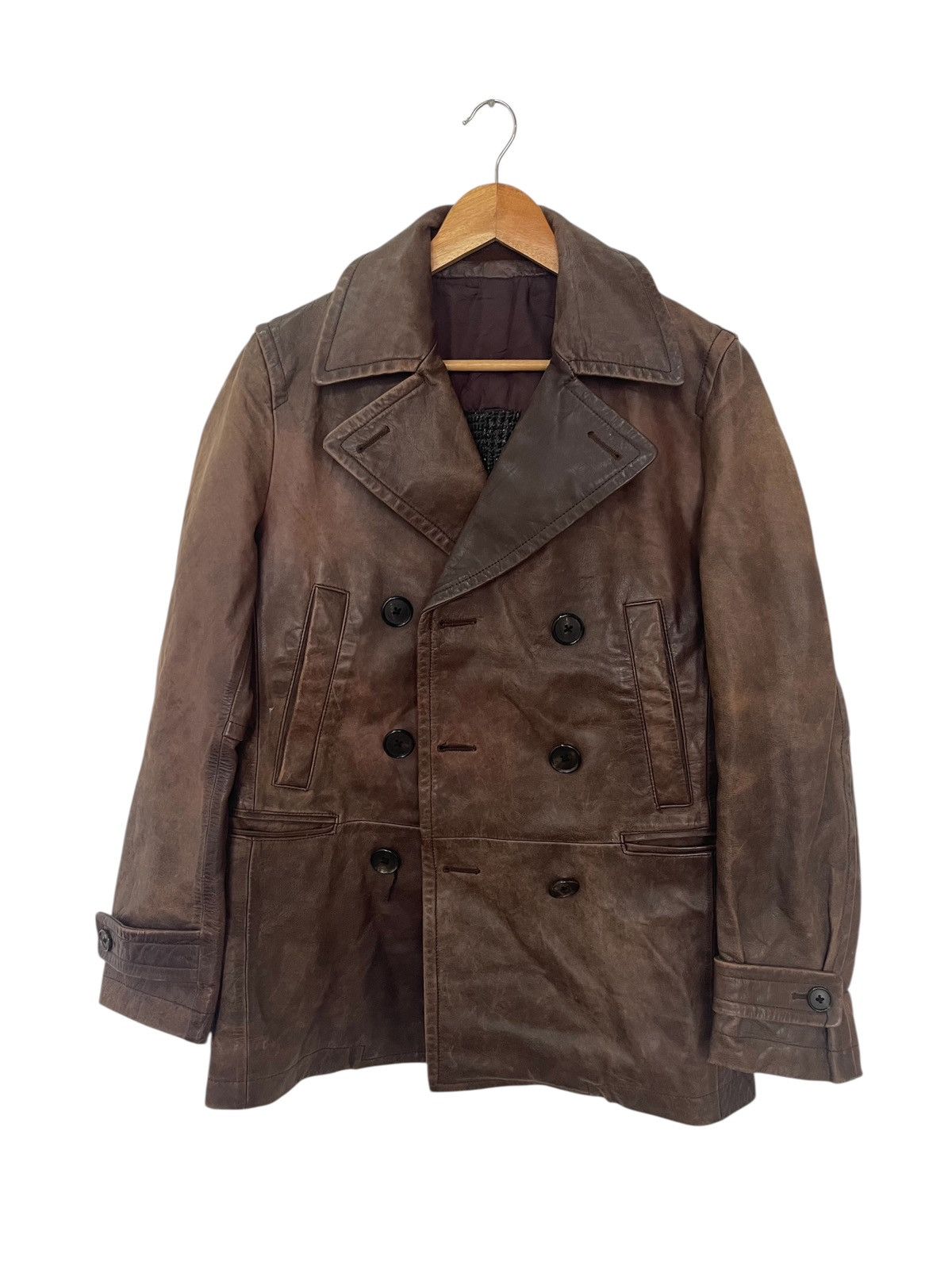 United Arrows VINTAGE UNITED ARROWS DOUBLE BREASTED LEATHER COAT Size US M / EU 48-50 / 2 - 1 Thumbnail