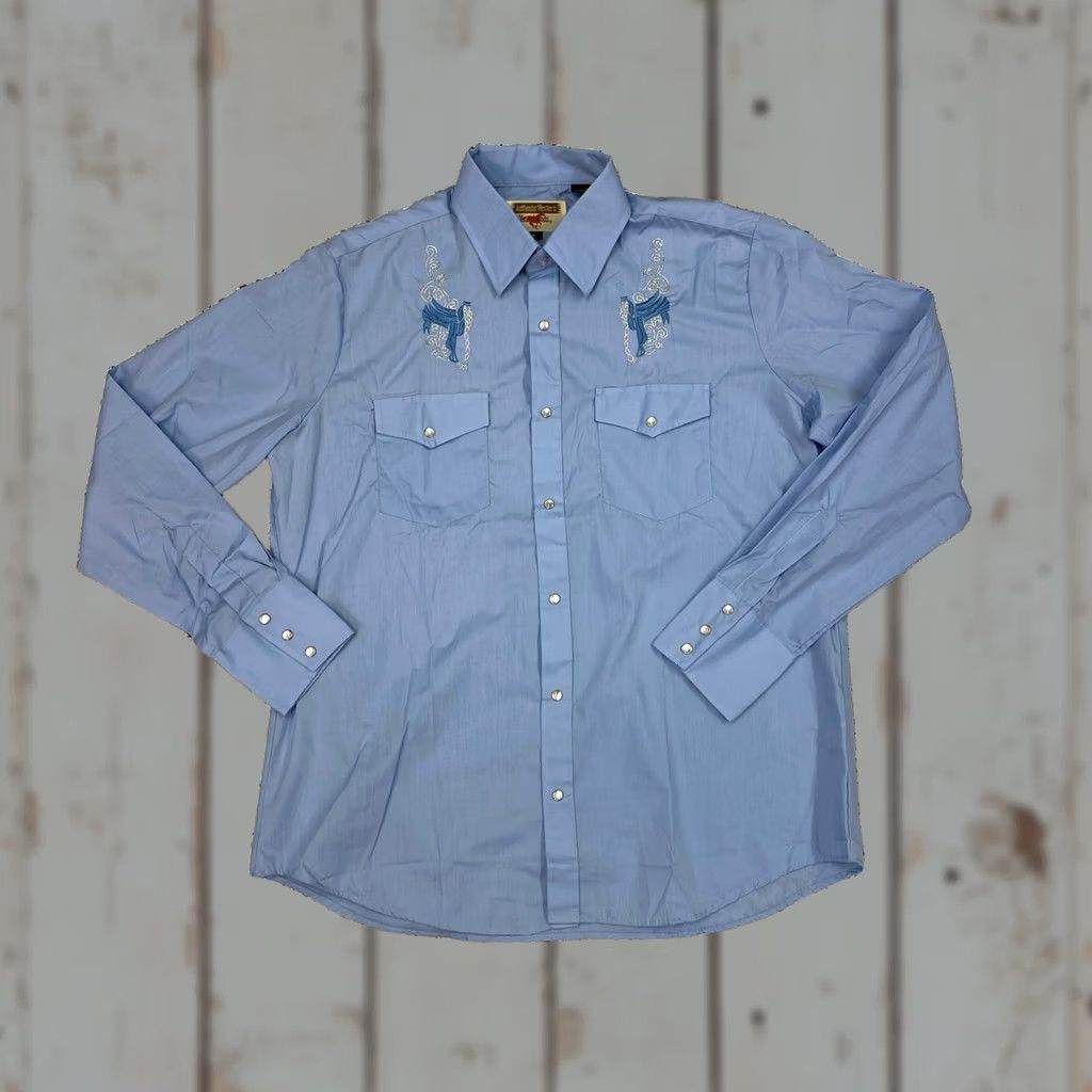 Vintage Vintage Authentic Western Youngbloods Shirt XL Blue Button Up Pearl Snap Size US XL / EU 56 / 4 - 1 Thumbnail