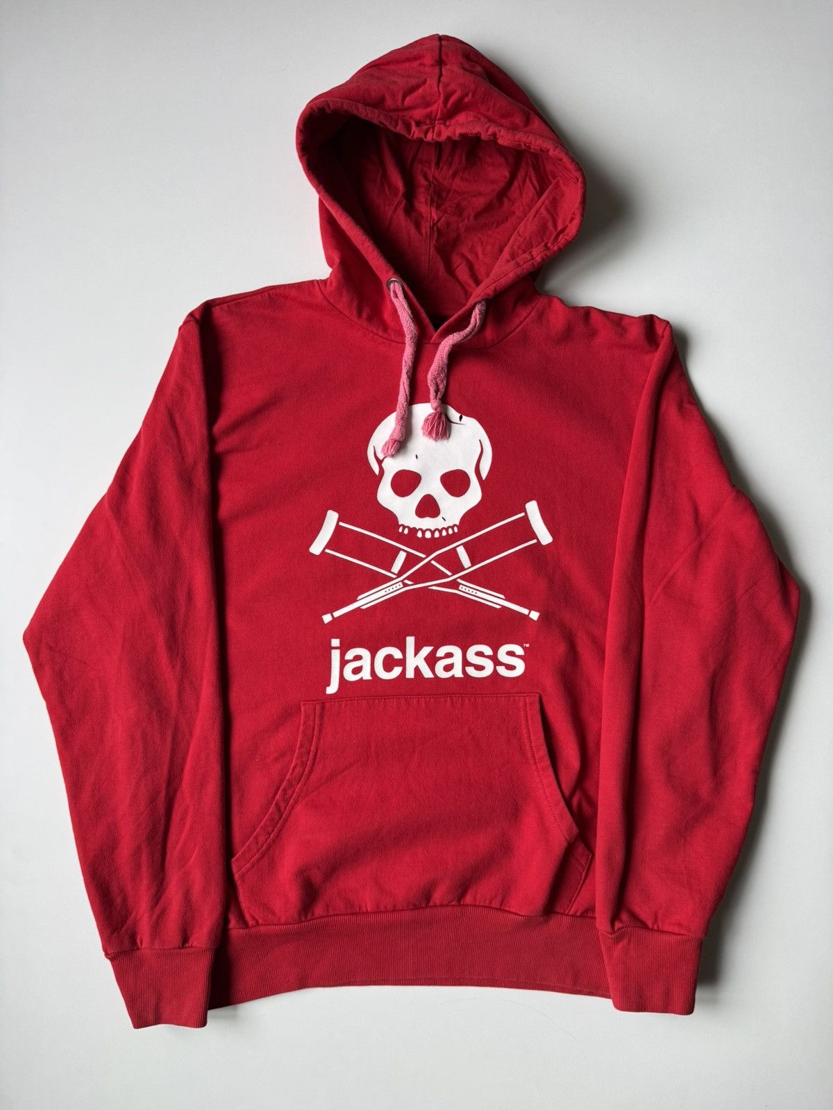 Vintage Jackass Red Hoodie 2012 MTV Distressed Movie