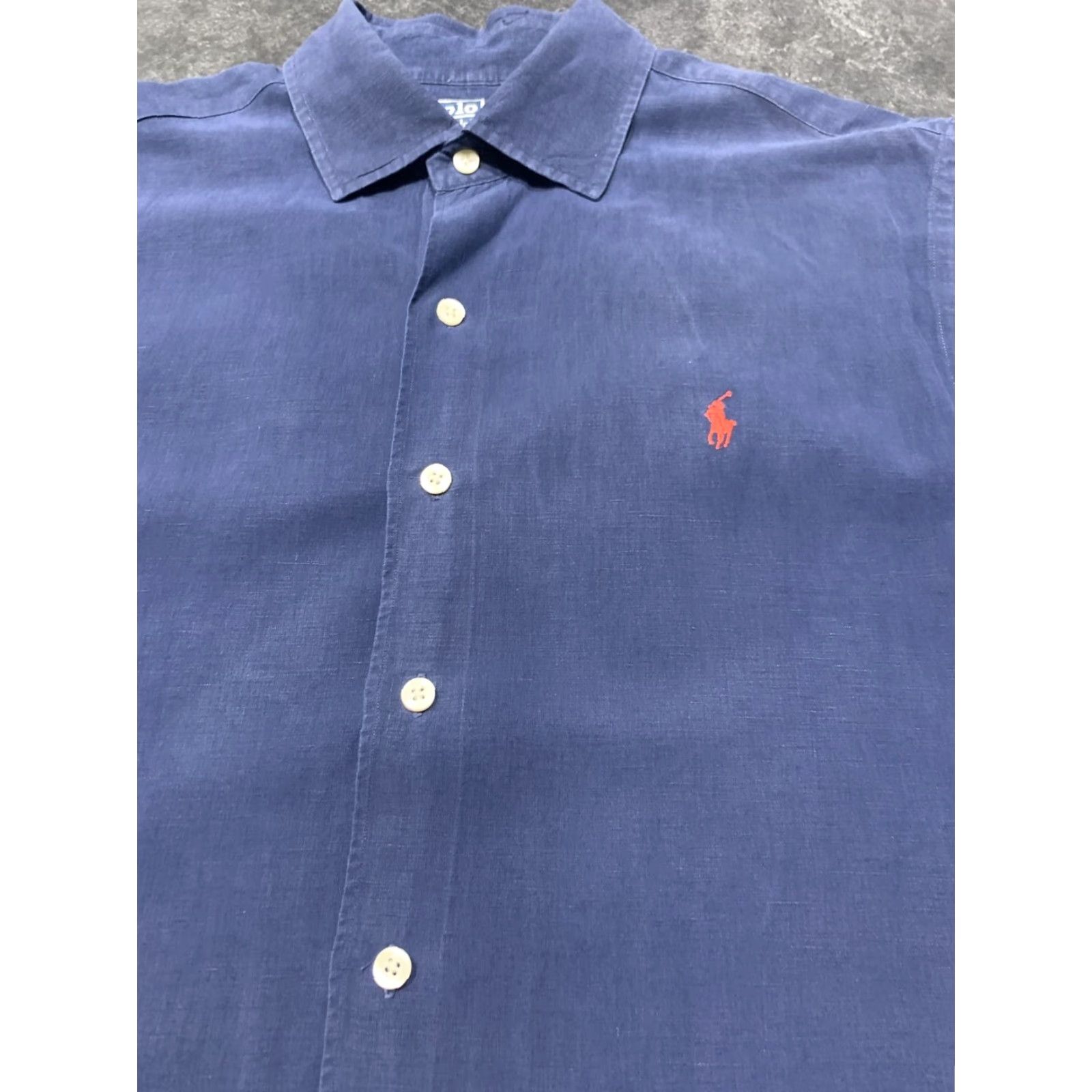 Ralph Lauren VINTAGE Ralph Lauren Linen Silk Button-Up Shirt Mens Large Blue Short Sleeve Solid 90s Preppy Size US L / EU 52-54 / 3 - 3 Thumbnail