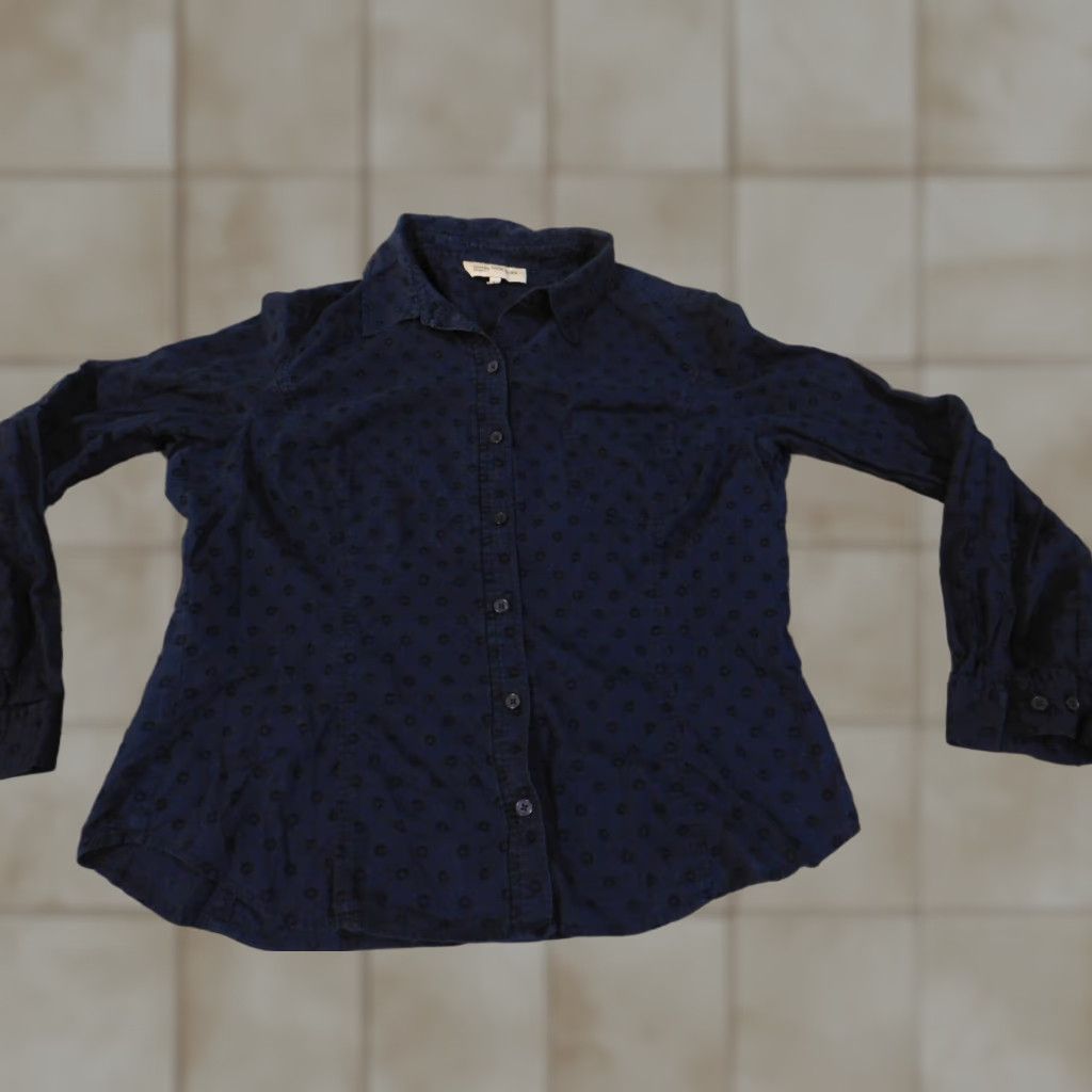Jones New York Jones New York Shirt Button-Up Womens L Blue Geometric Cotton Rayon Casual Stretch Regular Size L Size L / US 10 / IT 46 - 1 Thumbnail