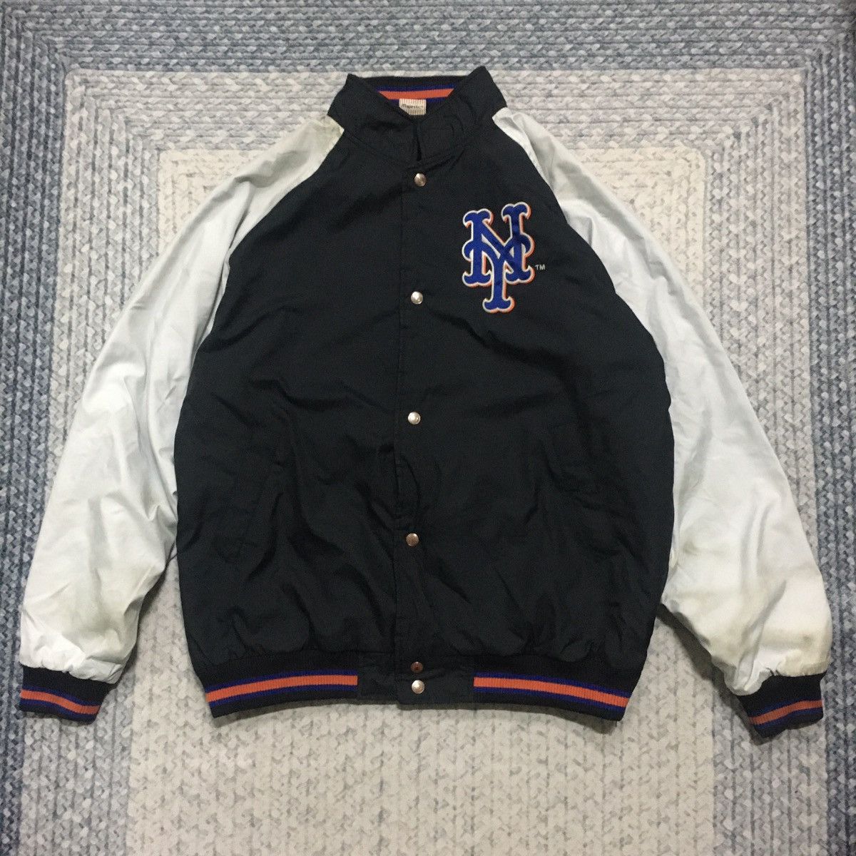 image of Vintage Mlb New York Mets Varsity Jacket in Black/White, Men's (Size XL)