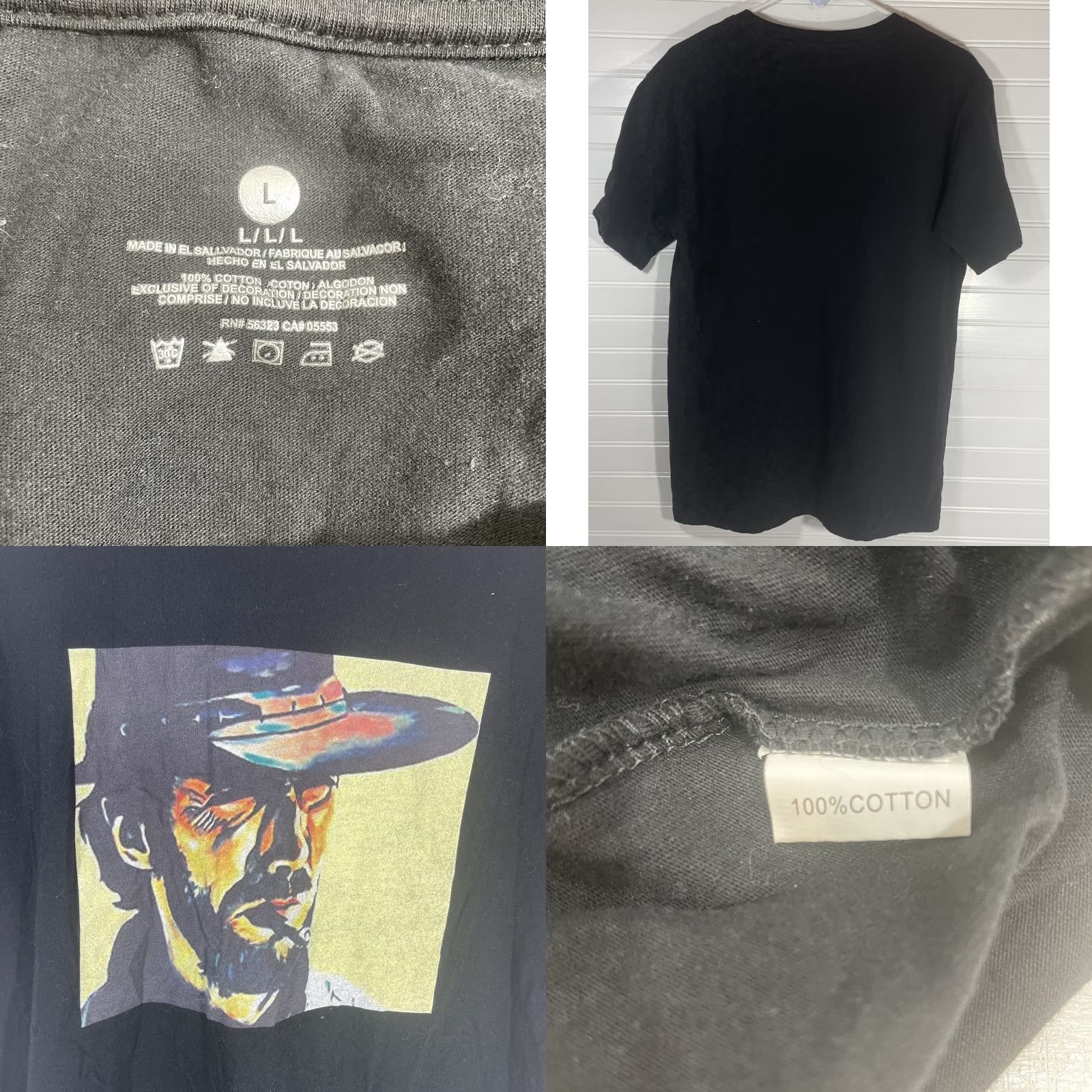 Vintage Clint Eastwood T Shirt Large Black Crew Neck Short Sleeve Men 100 Cotton Size US L / EU 52-54 / 3 - 9 Thumbnail