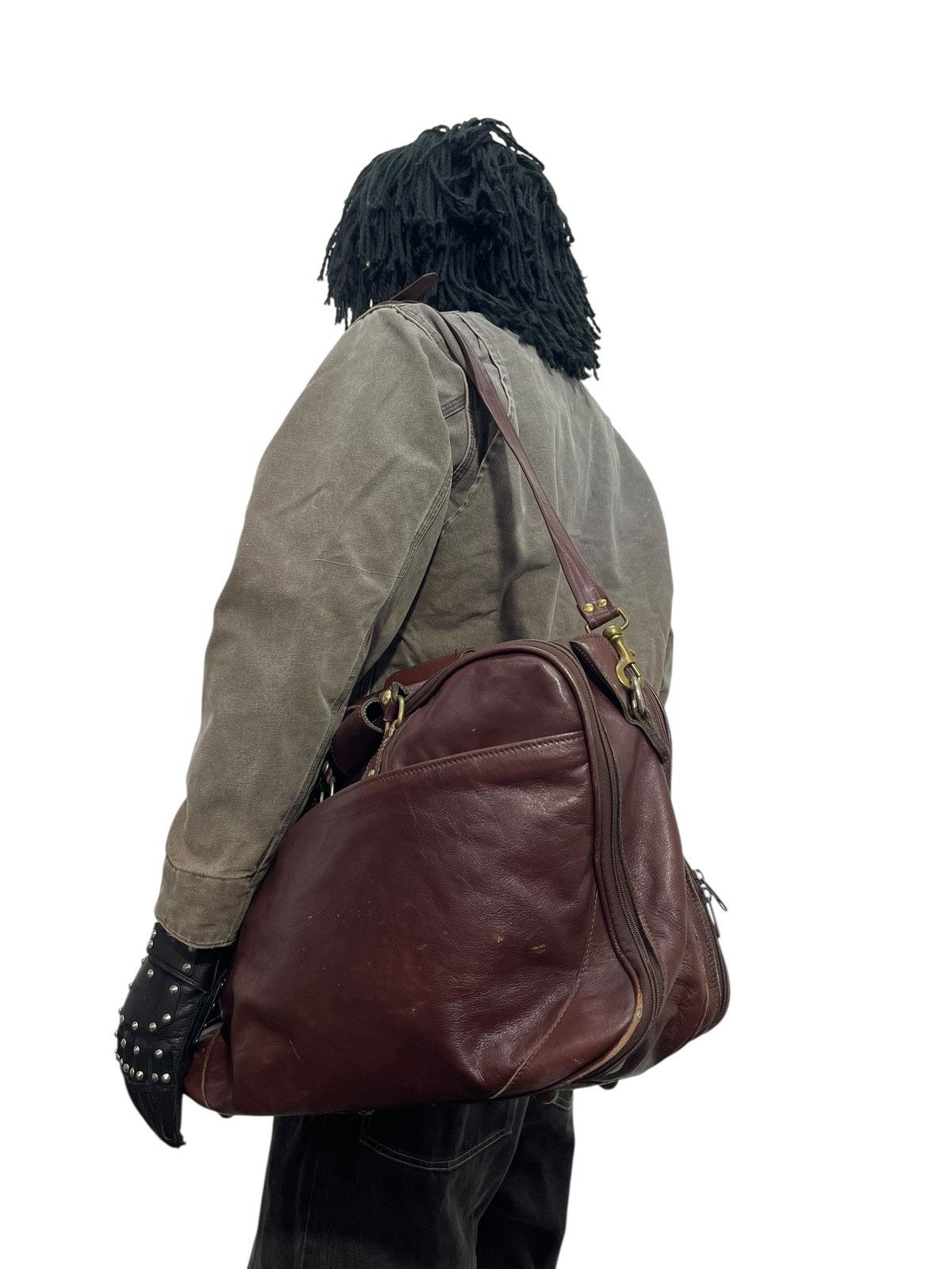 Leather Full Leather Vtg 90s Renwick Canada Travel Bag 6🟩 Size ONE SIZE - 3 Thumbnail