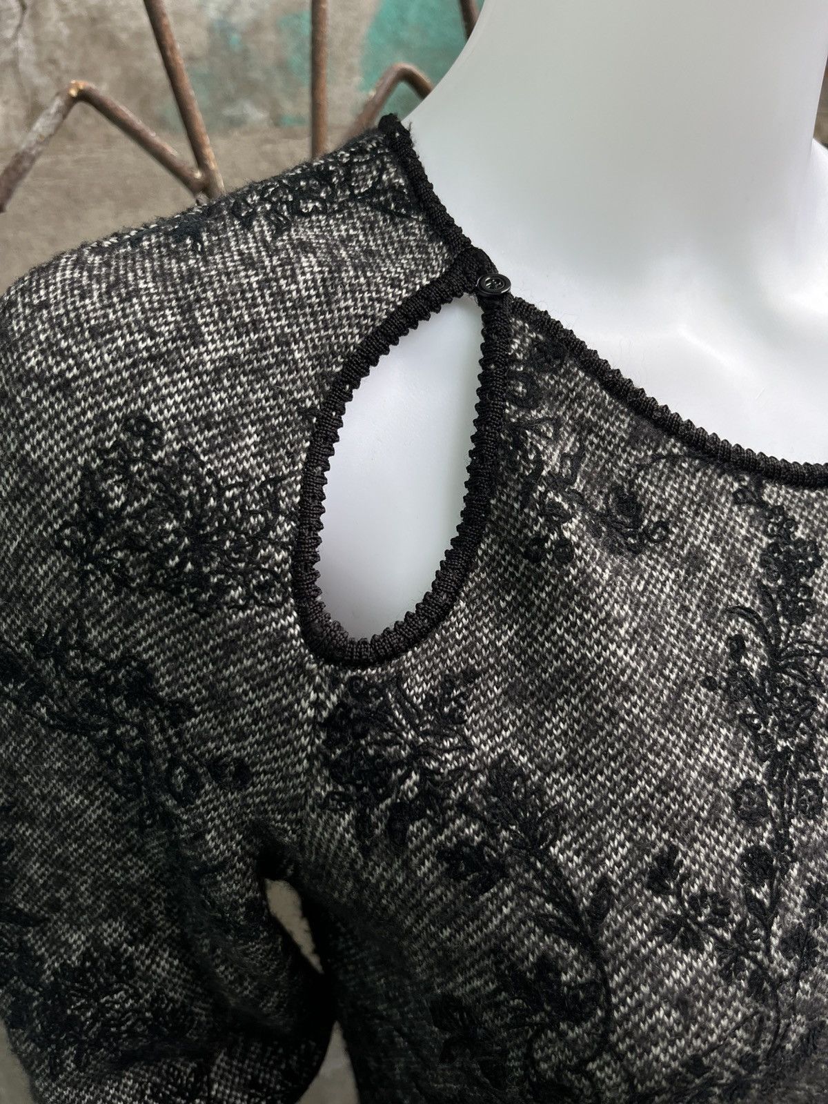 John Galliano Floral Tapestry Wool Mesh Top Size L / US 10 / IT 46 - 4 Thumbnail