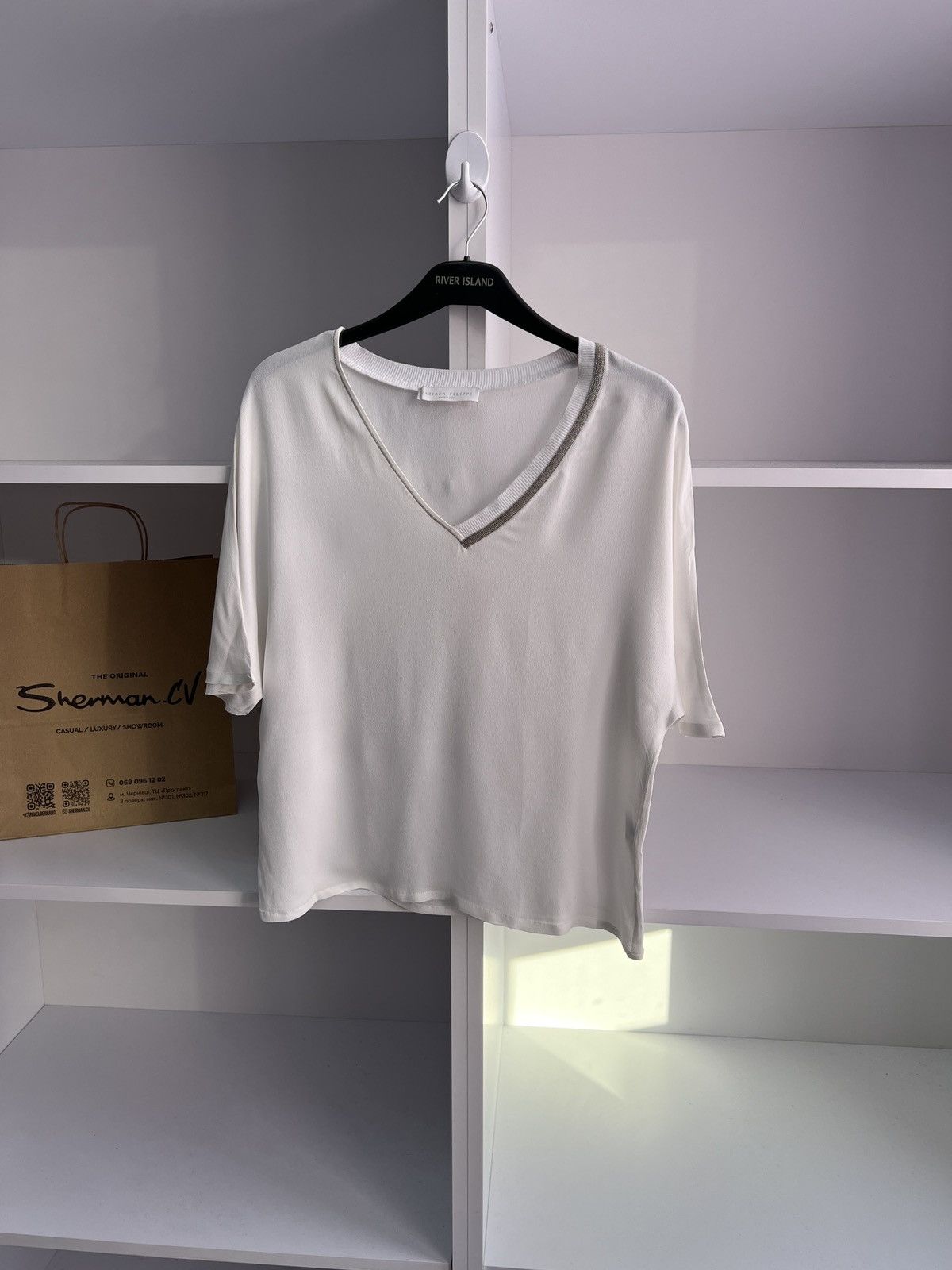 Designer × Fabiana Filippi × Vintage Vintage Fabiana Filippi White Designer White Blouse Size XS / US 0-2 / IT 36-38 - 1 Thumbnail