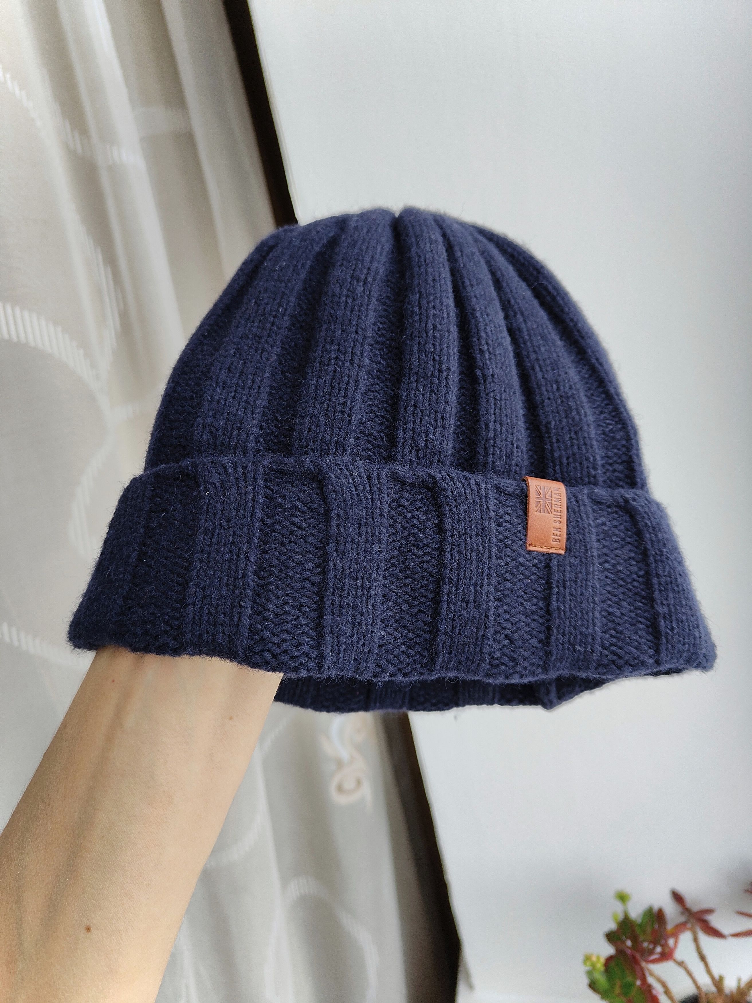 Ben Sherman Ben Sherman Navy Wool Blend Ribbed Cuffed Beanie Hat S-M Size ONE SIZE - 4 Thumbnail
