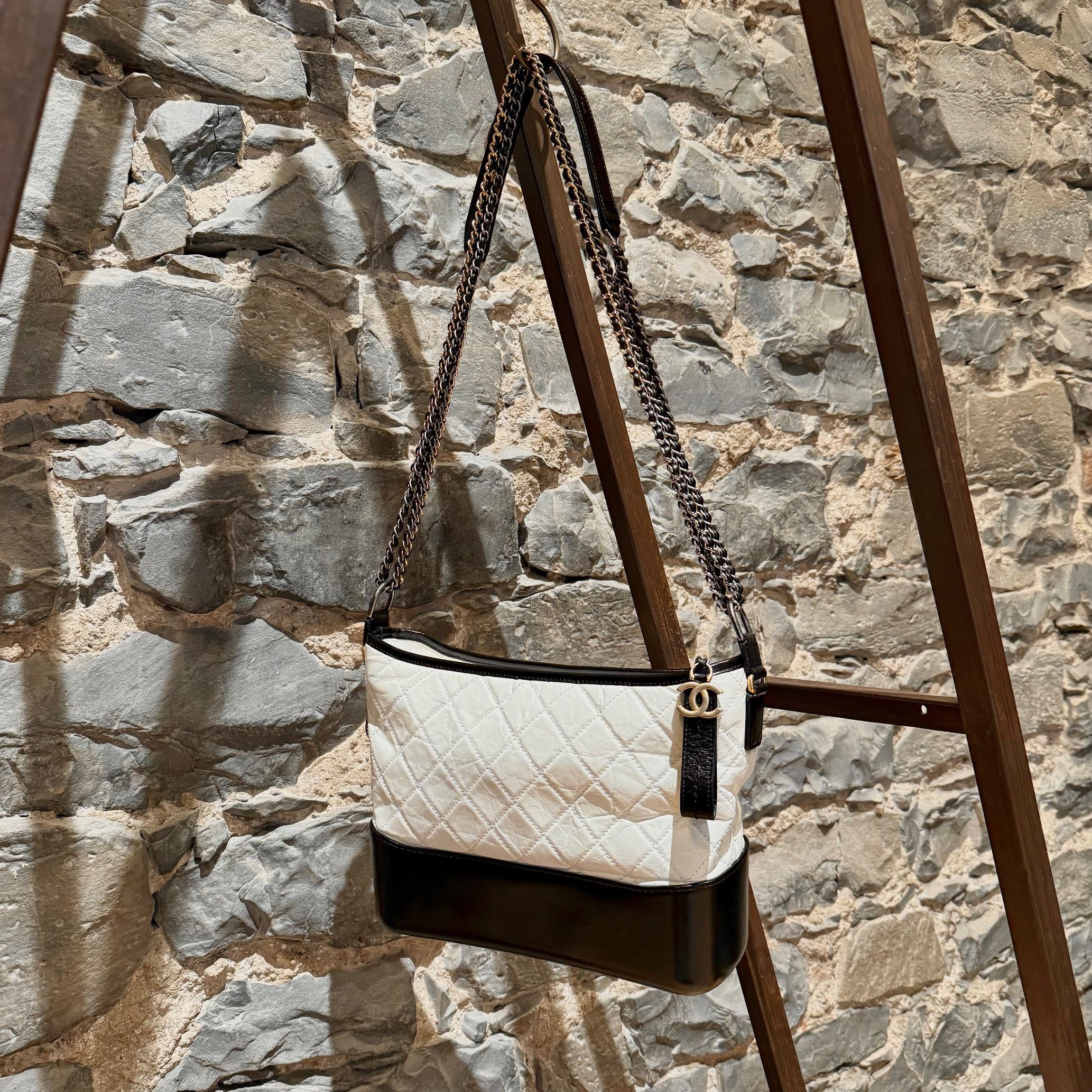 Chanel Chanel Ivory Black Lambskin Medium Gabrielle Hobo Bag Size ONE SIZE - 10 Thumbnail