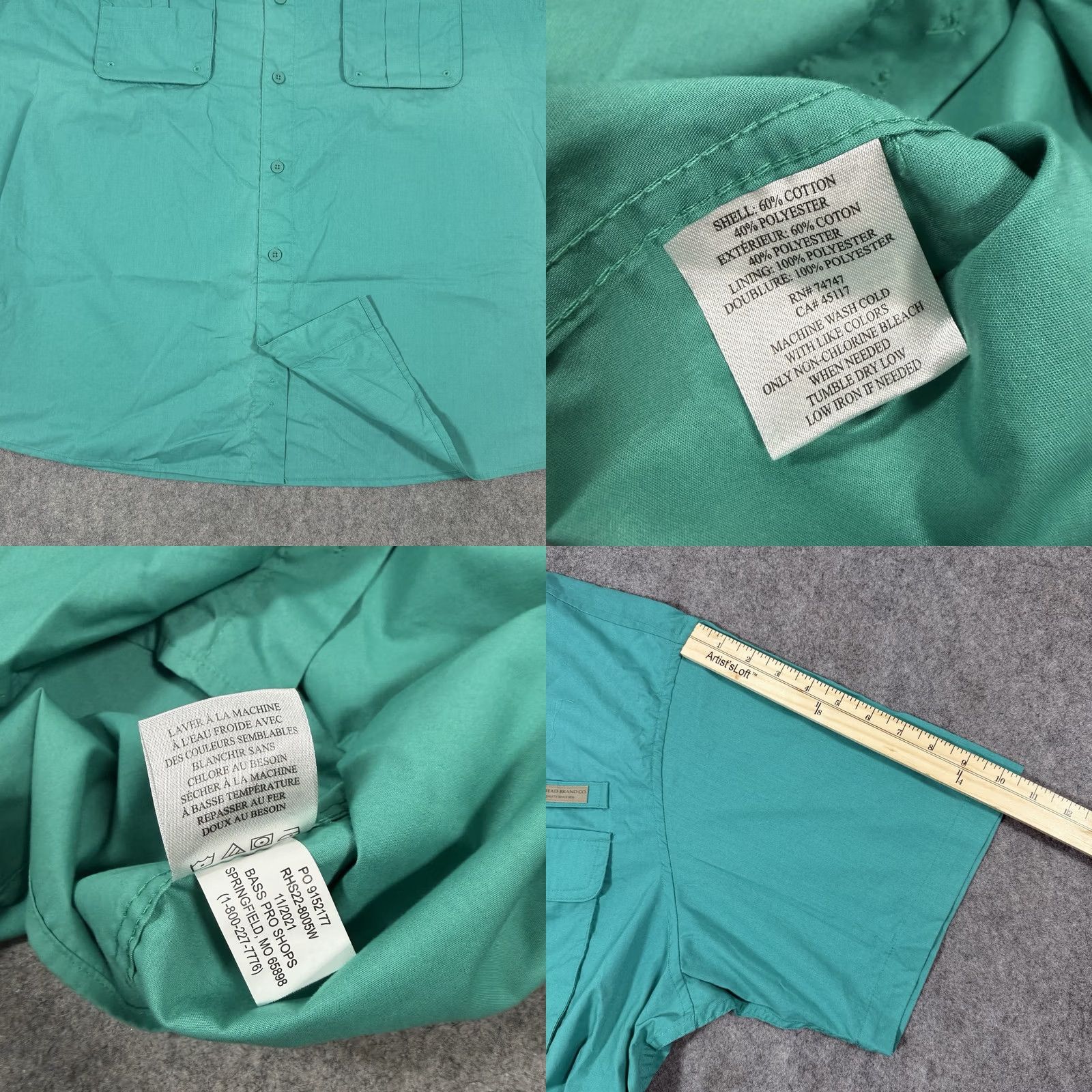 Altea RedHead Button-Up Shirt Men's 2XL Teal Green Lightweight Casual Outdoor Shirt Size US XXL / EU 58 / 5 - 9 Thumbnail