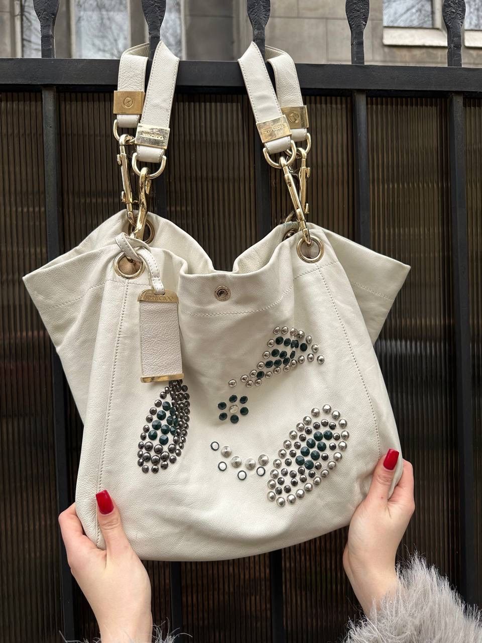 Jimmy Choo × Vintage 💥CRAZY JIMMY CHOO LOHLA JANE STUDDED LEATHER HOBO BAG Size ONE SIZE - 1 Thumbnail