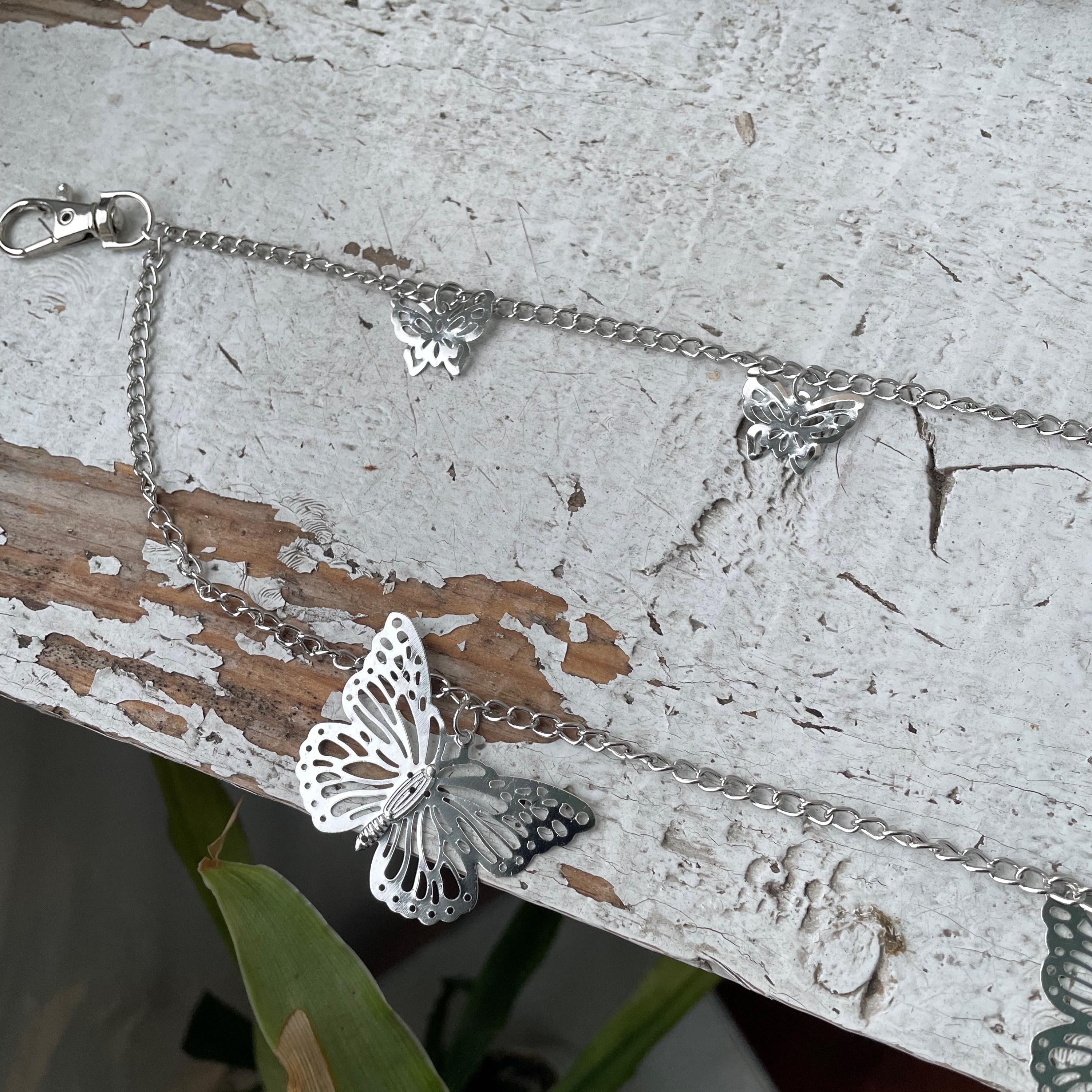 Other butterfly Y2K Matte Chrome Grunge Punk Goth alt Size ONE SIZE - 4 Thumbnail