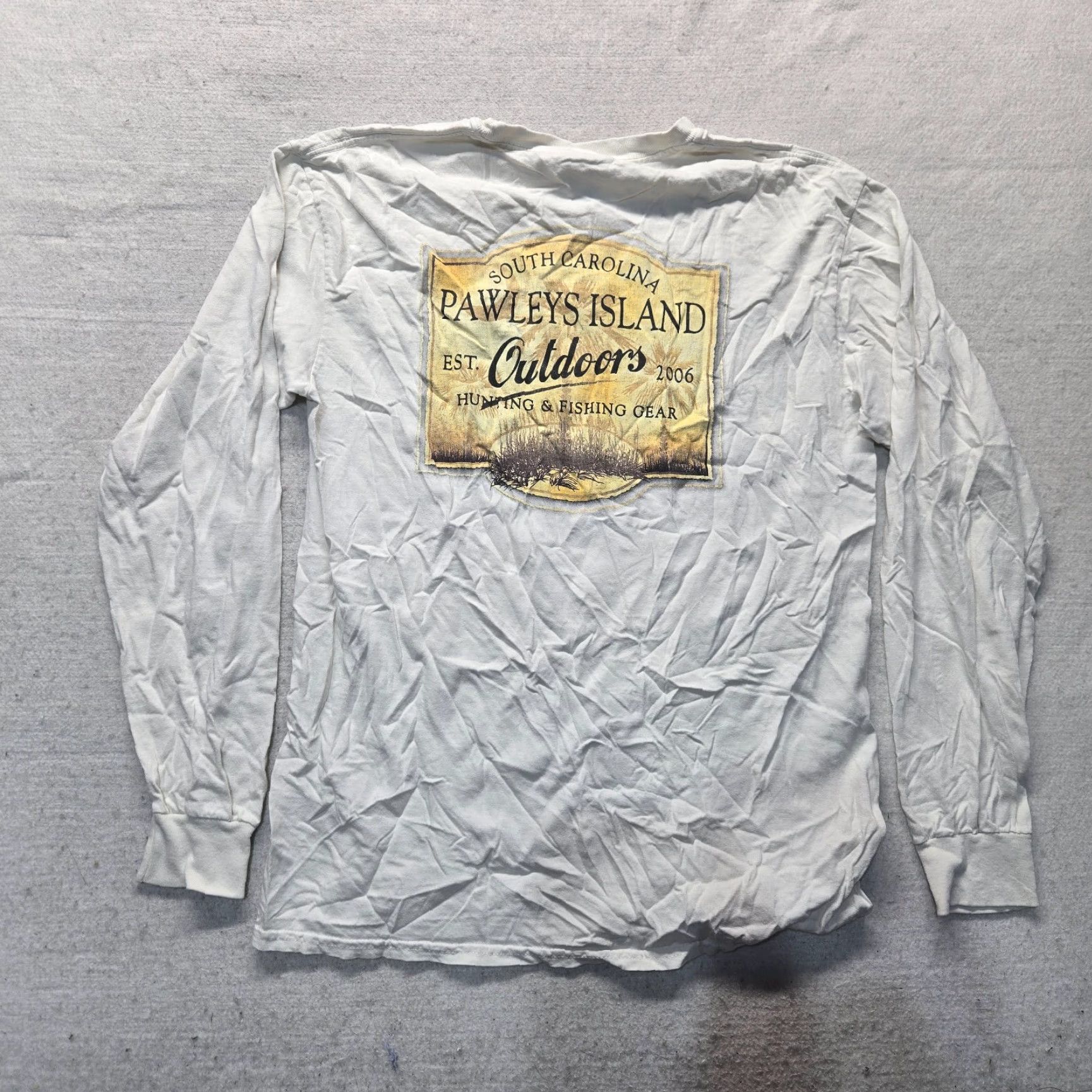 Vintage Pawleys Island South Carolina SC T-Shirt Long Sleeve Adult Men's Size M Medium White Cotton Graphic Tee Size US M / EU 48-50 / 2 - 8 Thumbnail